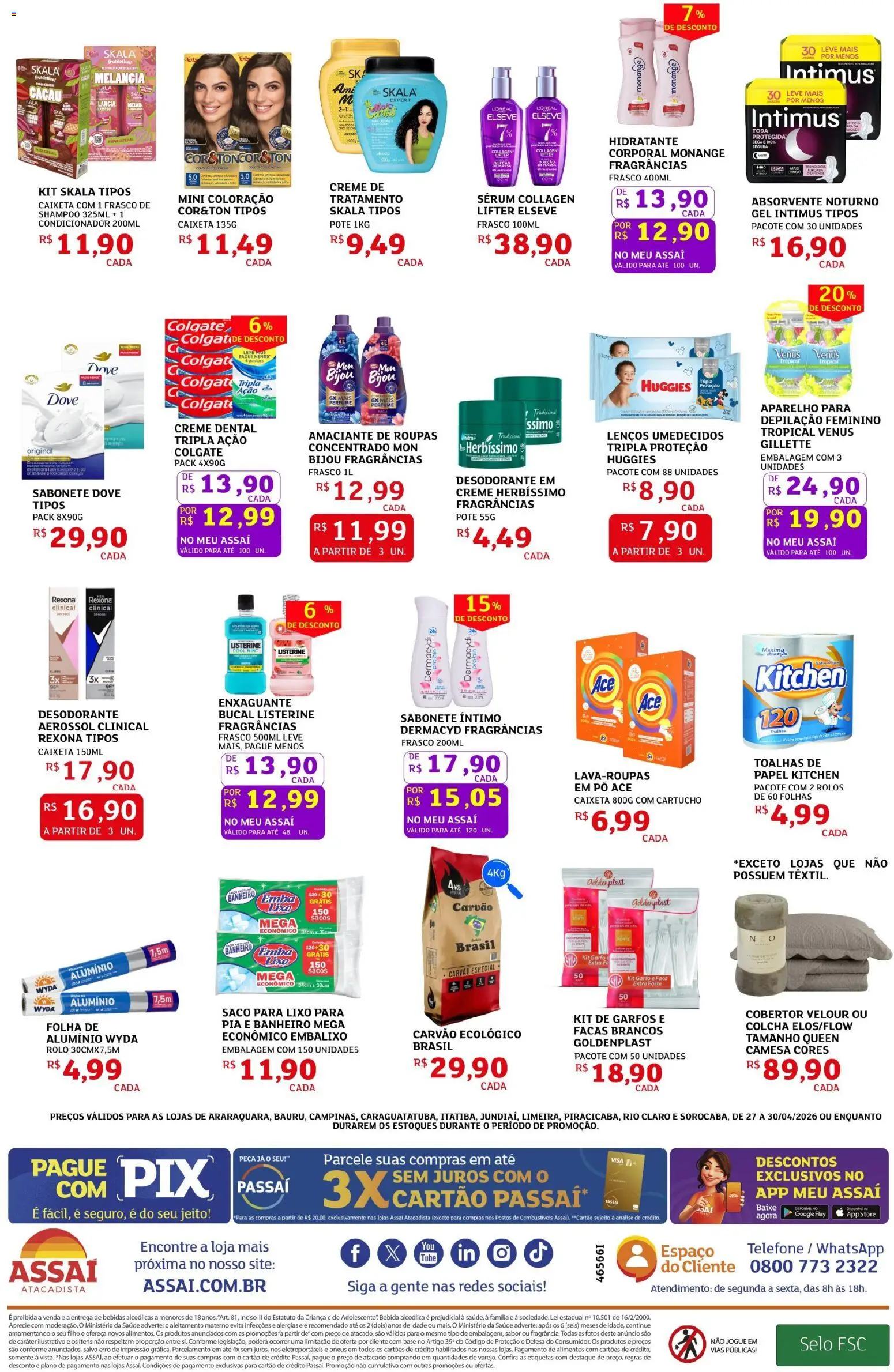 Assaí Atacadista Folheto - válido de 27.04.2026 | Página: 4 | Produtos: Condicionador, Desodorante, Cobertor, Telefone