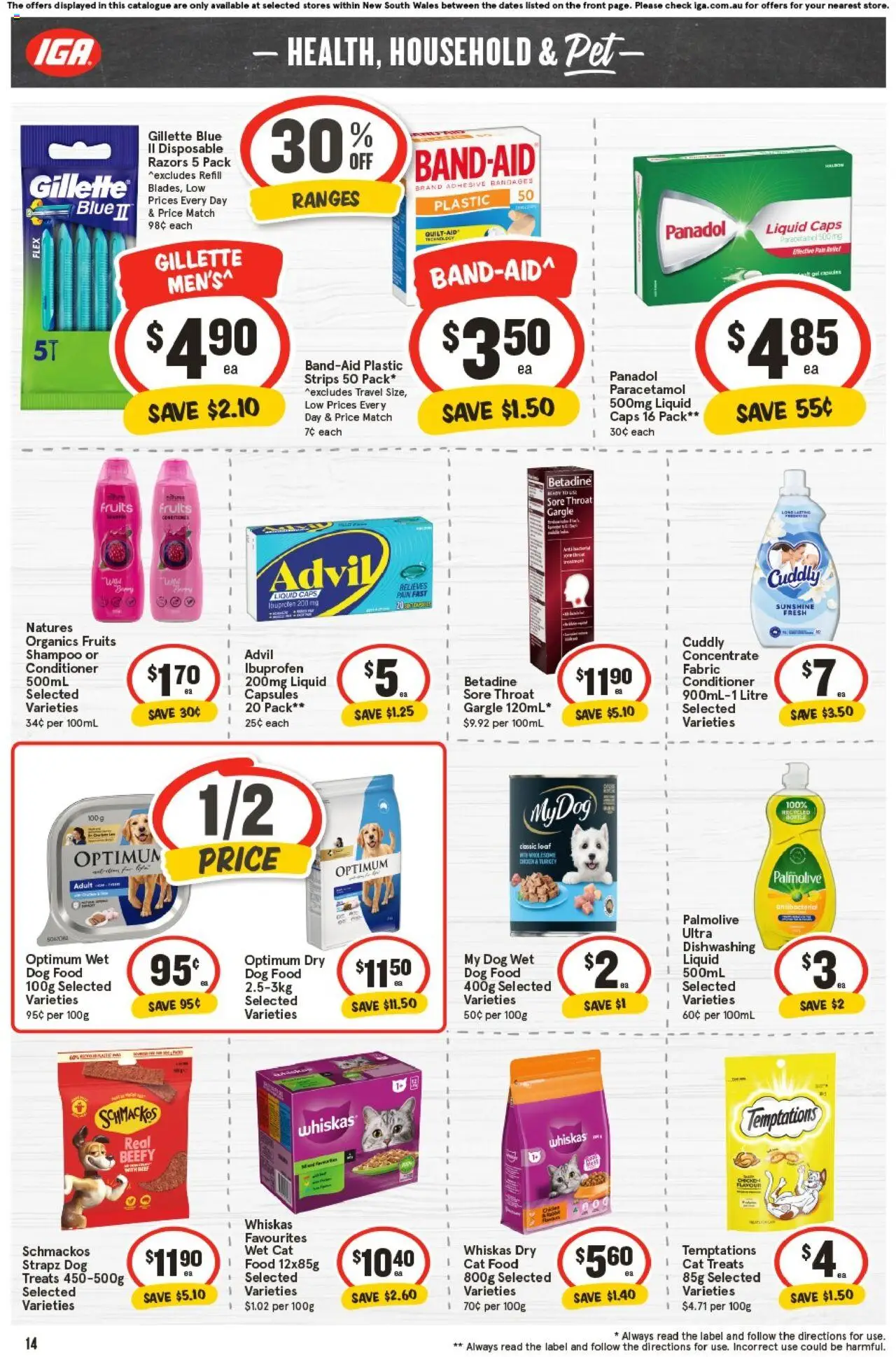 IGA catalogue - valid from 08.10.2025 | Page: 14 | Products: Shampoo, Dog food, Fruits, Razors