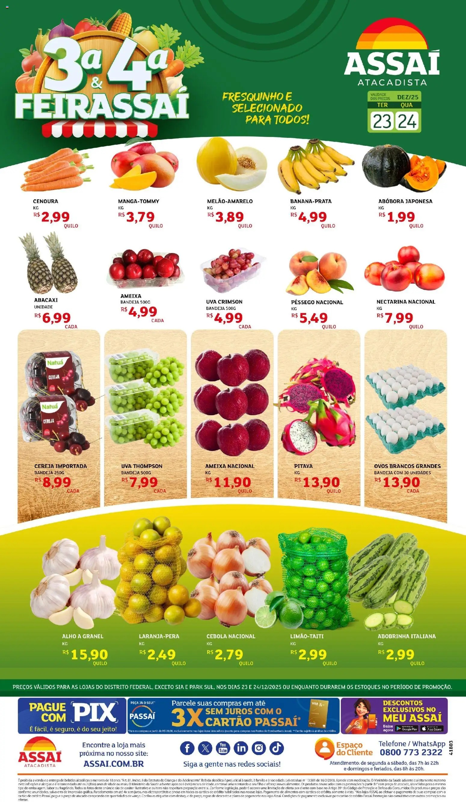 Assaí Atacadista Folheto - válido de 23.12.2025 | Página: 1 | Produtos: Cebola, Ovos, Abacaxi, Bandeja
