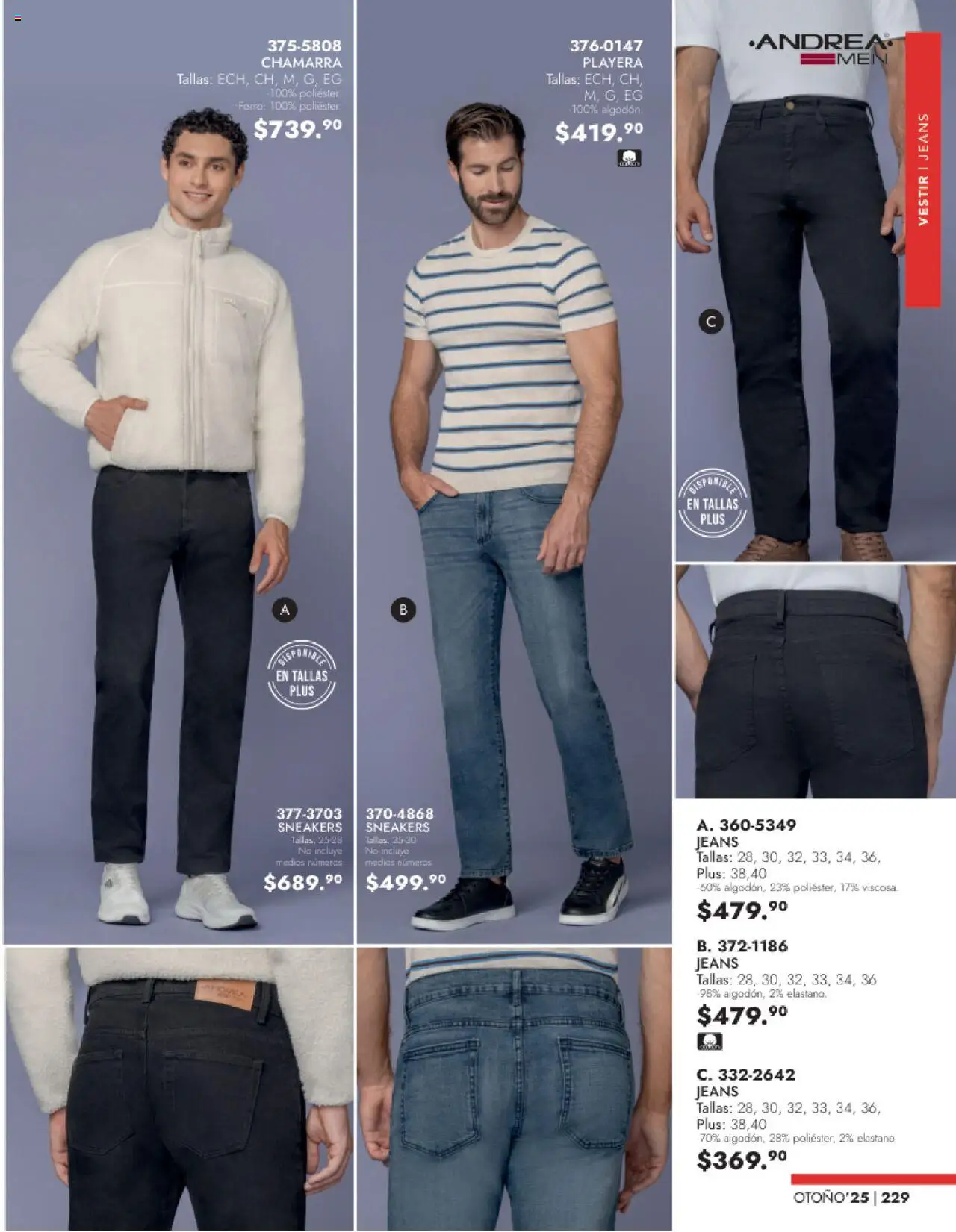 Nuevas ofertas de Andrea válidas en toda la República Mexicana desde el 24.08.2025. ¡Encuentra las mejores ofertas en Andrea - Catálogo Vestir Caballero! | Página: 67 | Productos: Chamarra, Playera