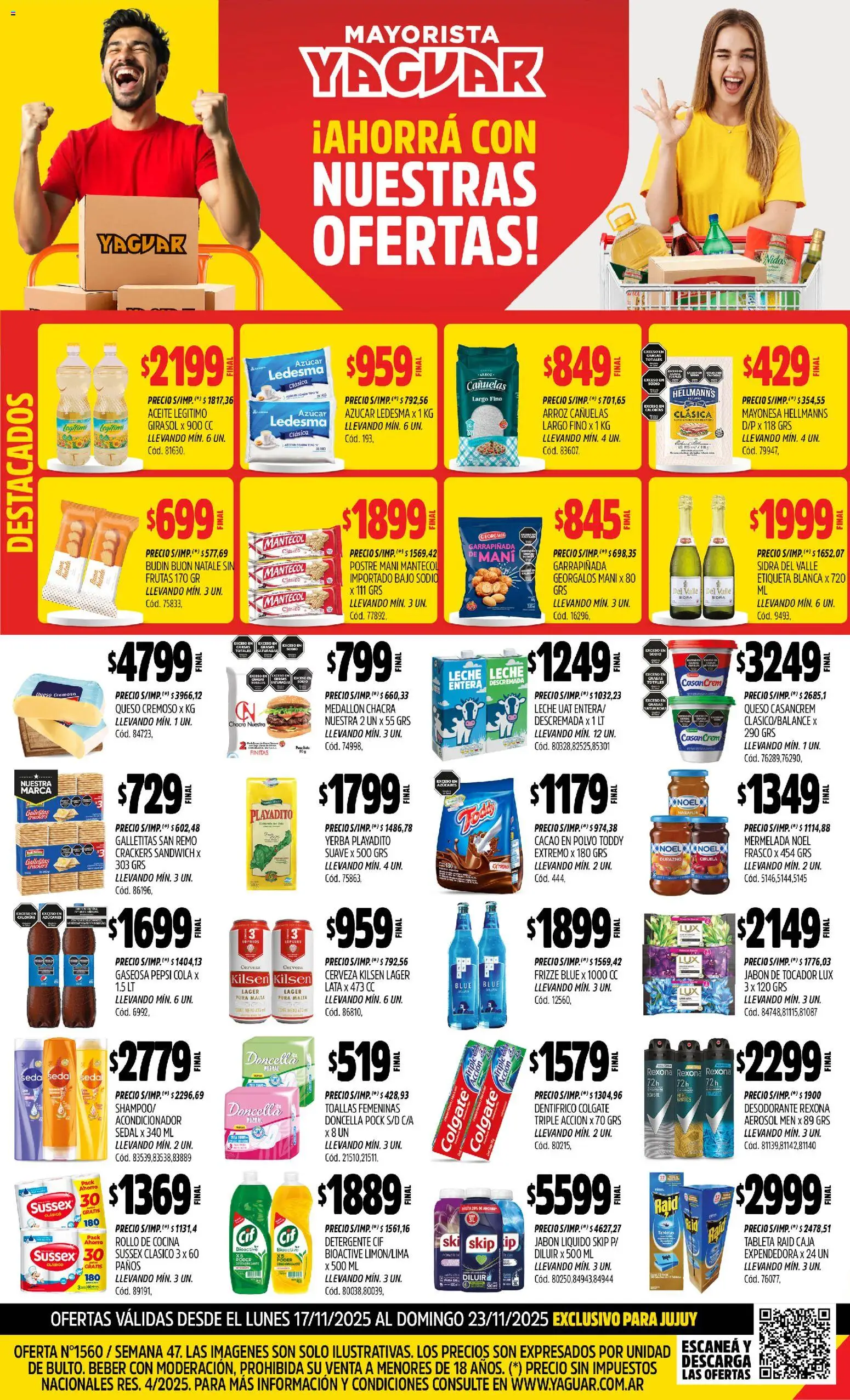 Yaguar - Jujuy │ válido desde el 17.11.2025 | Página: 1 | Productos: Toallas, Mani, Leche, Cacao