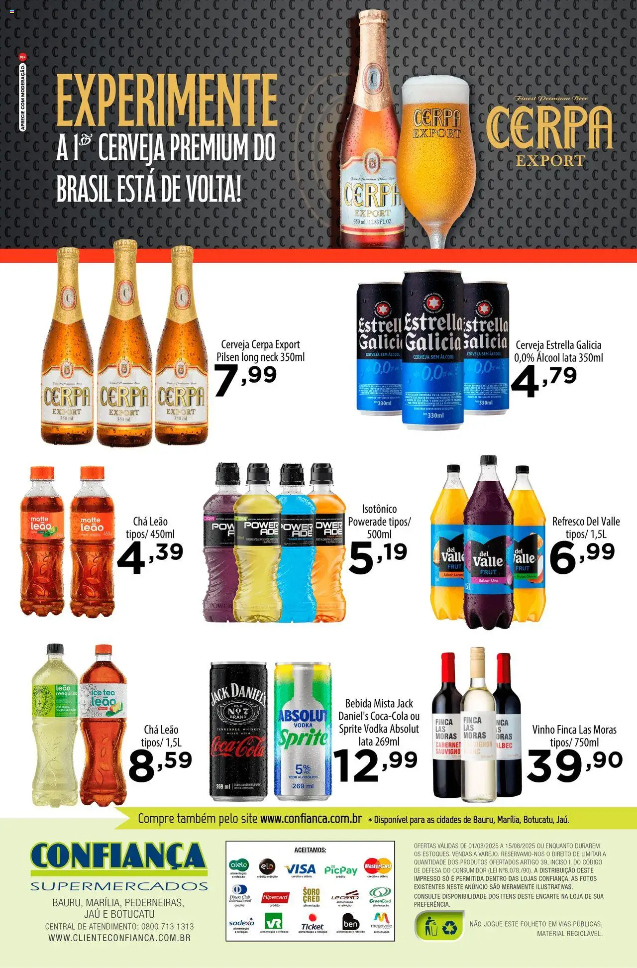 Confiança Folheto - válido de 01.08.2025 | Página: 2 | Produtos: Refresco, Ice tea, Cola, Isotônico