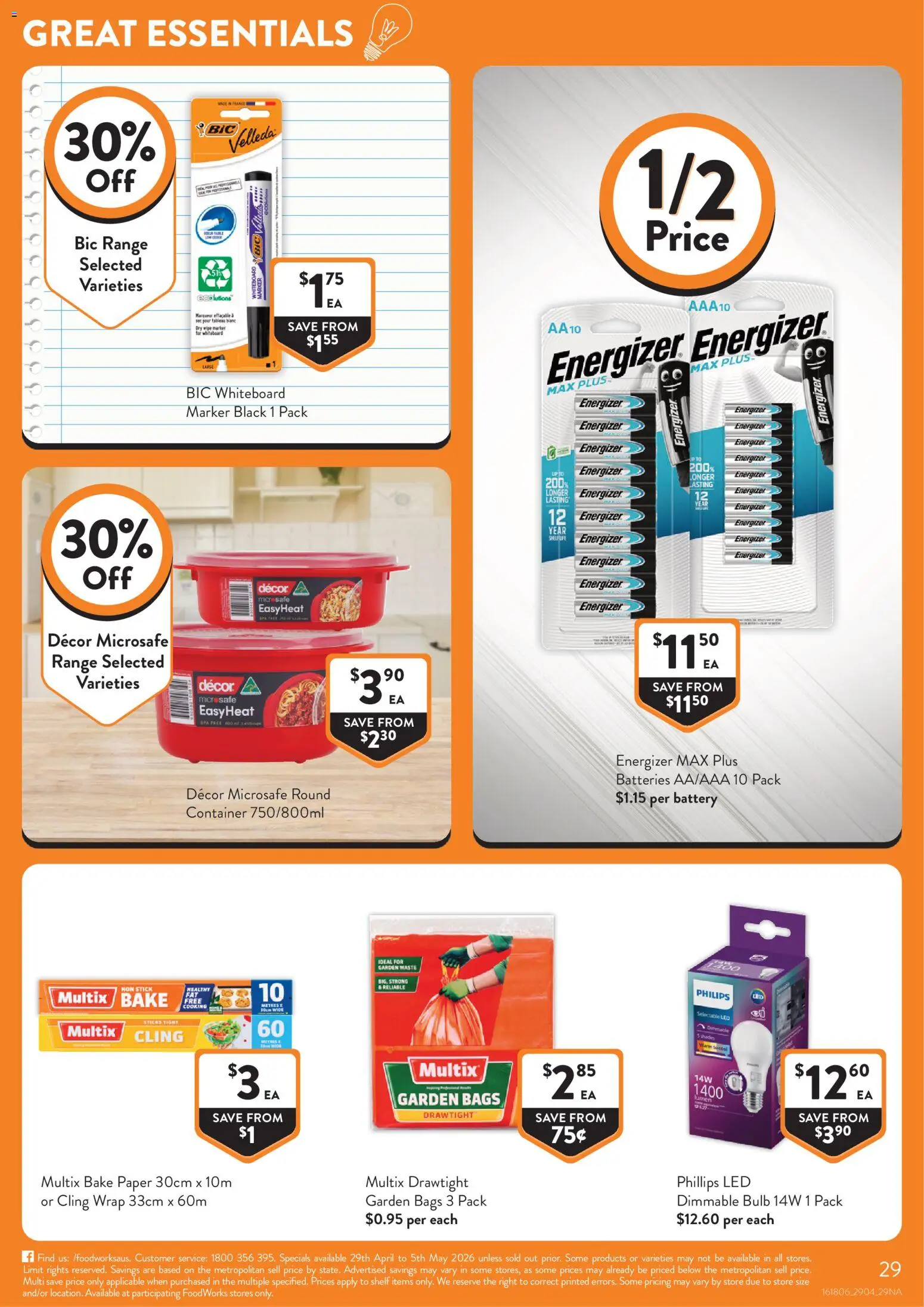Foodworks catalogue - valid from 29.04.2026 | Page: 29 | Products: Shelf, Decor, Battery, Bulb