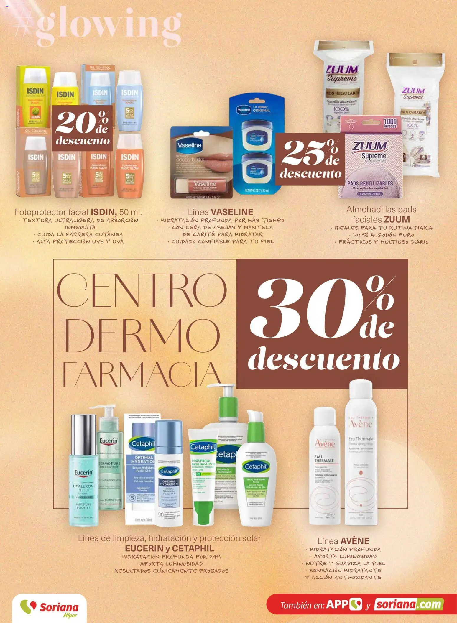 Nuevas ofertas de Soriana válidas en toda la República Mexicana desde el 12.03.2026. ¡Encuentra las mejores ofertas en Soriana - Glowing Descubre tu belleza Híper Nacional! | Página: 11 | Productos: Uva, Cera, Algodón