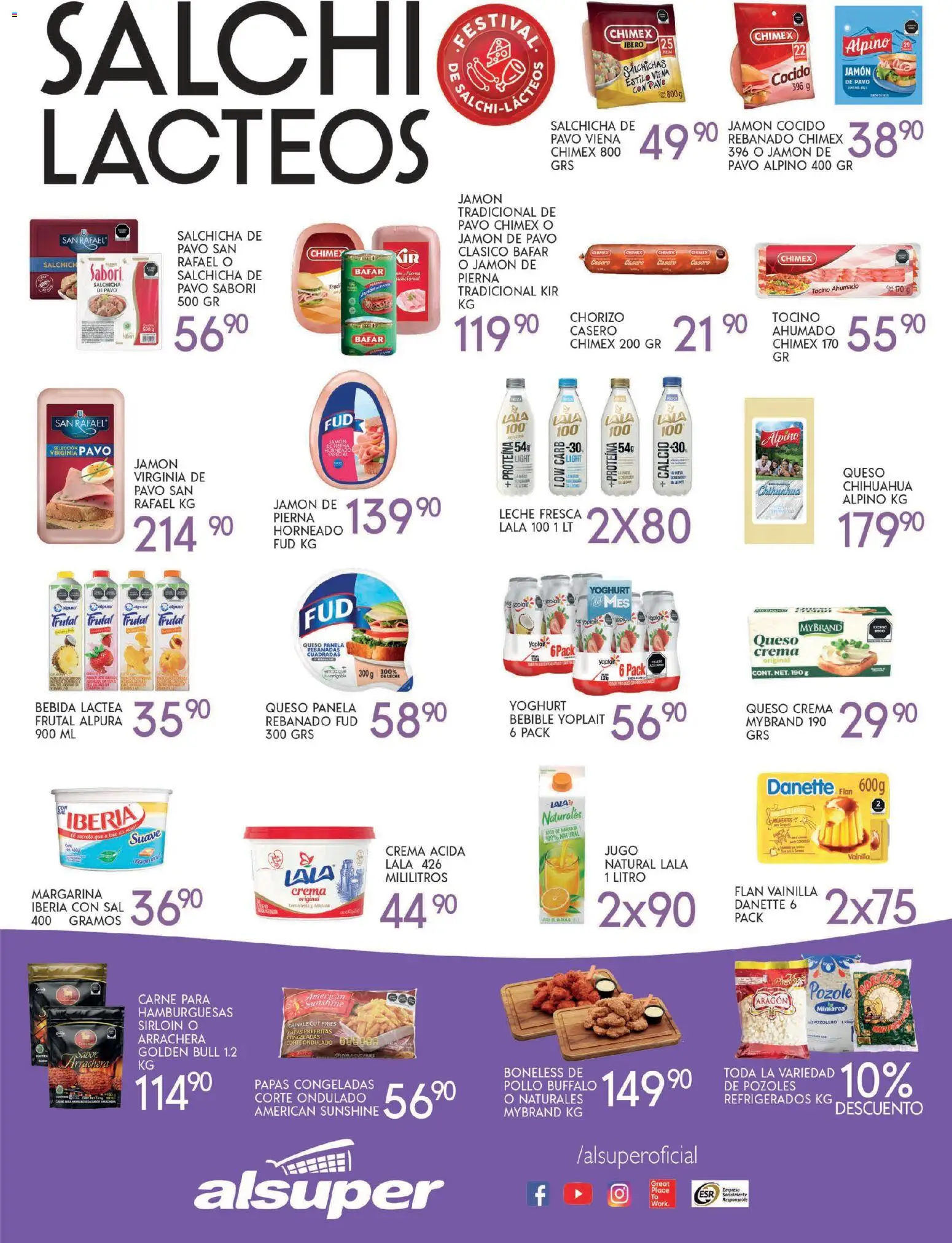 Nuevas ofertas de Alsuper válidas en toda la República Mexicana desde el 21.10.2025. ¡Encuentra las mejores ofertas en Alsuper folleto Durango! | Página: 3 | Productos: Tocino, Queso, Jugo, Margarina