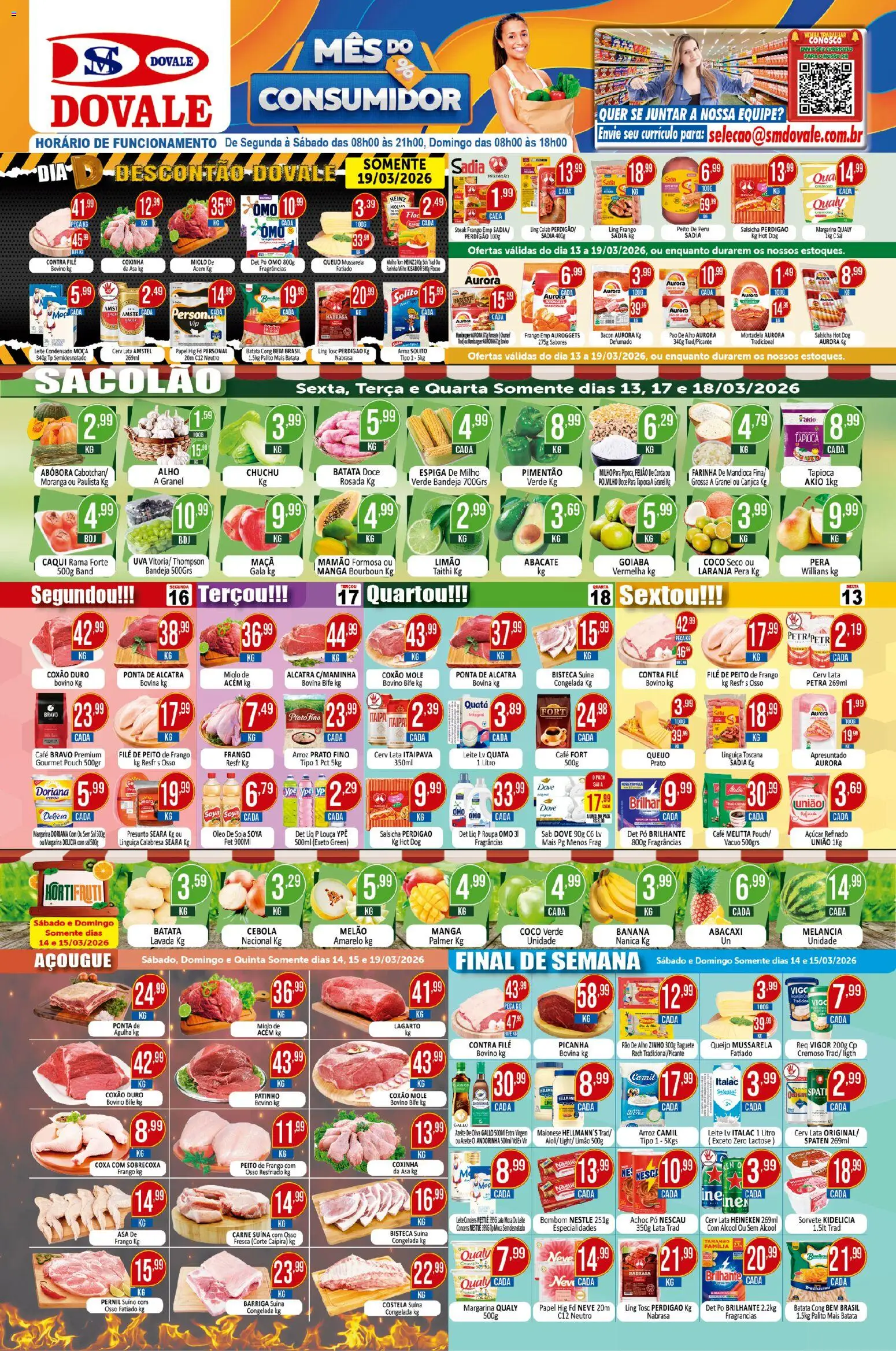Dovale Folheto - válido de 13.03.2026 | Página: 1 | Produtos: Abóbora, Polvilho, Acém, Contra filé