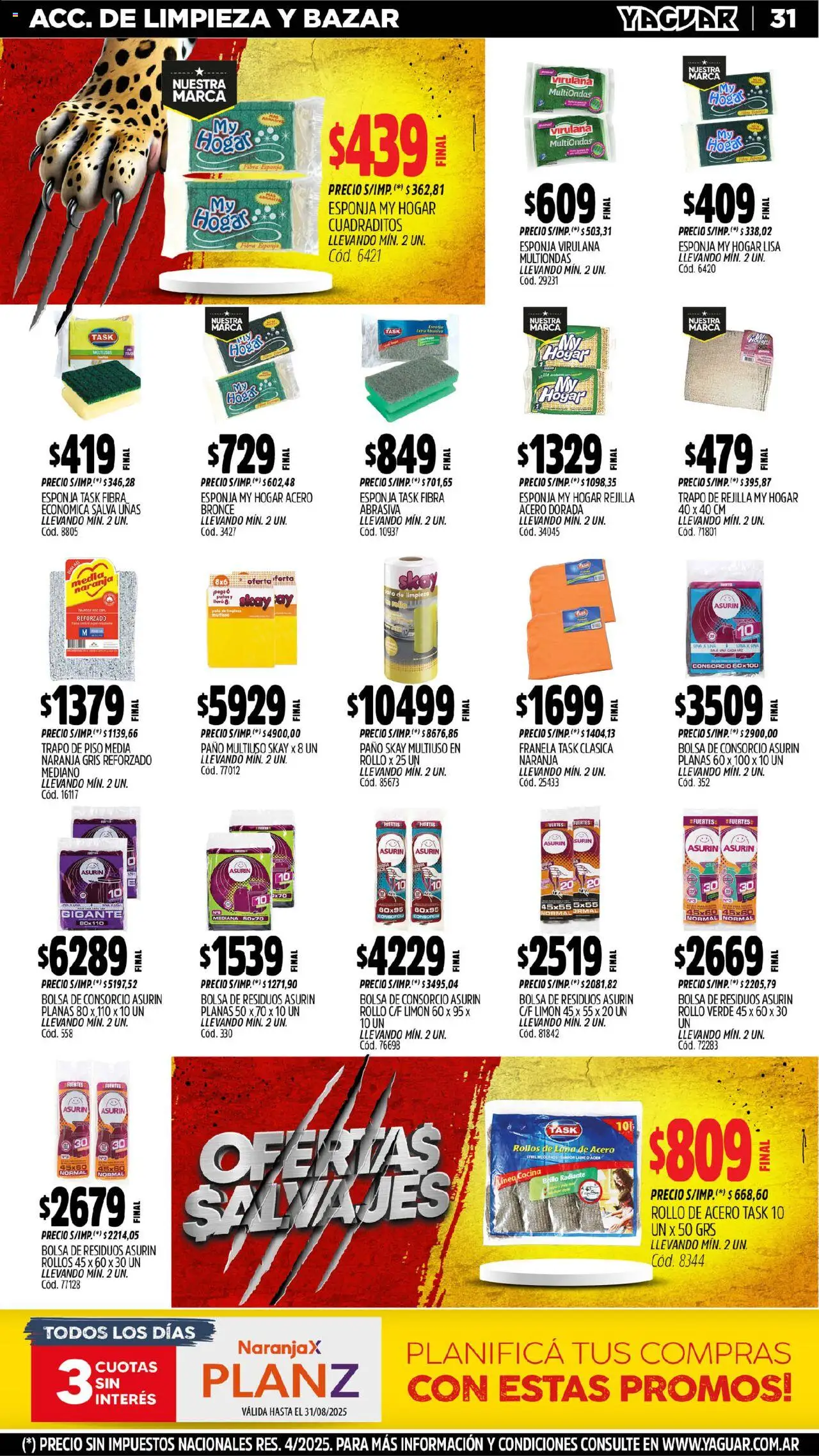 Yaguar - Tigre │ válido desde el 11.08.2025 | Página: 33 | Productos: Bolsa, Cocina, Rejilla, Brillo