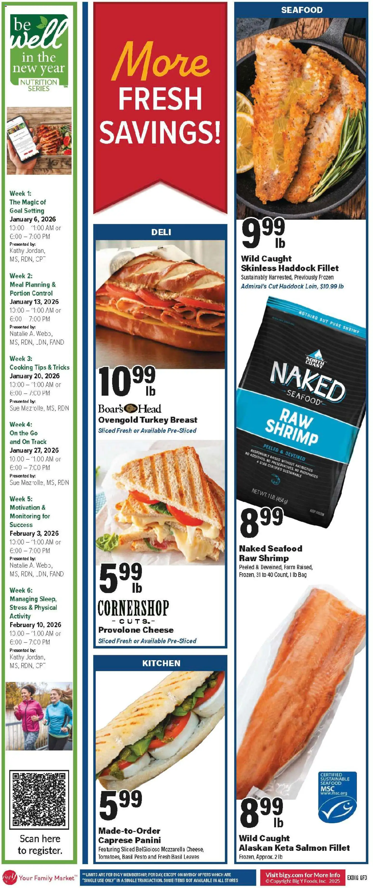 Big Y Weekly Ad - valid from 01.01.2026 | Page: 2 | Products: Cheese, Seafood, Bag