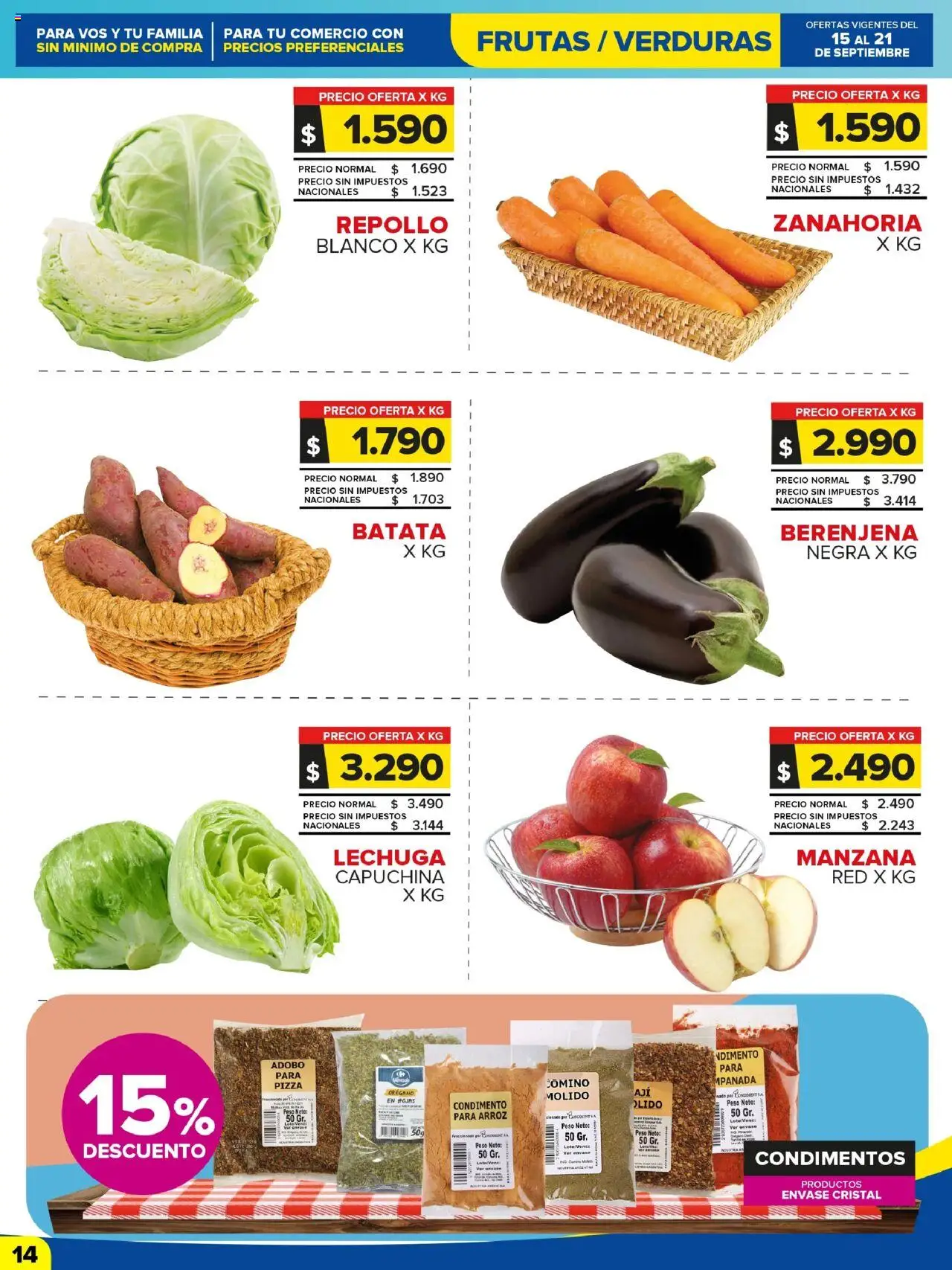 Carrefour Maxi catálogo - Chubut │ válido desde el 15.09.2025 | Página: 14 | Productos: Peso, Manzana, Lechuga, Pizza