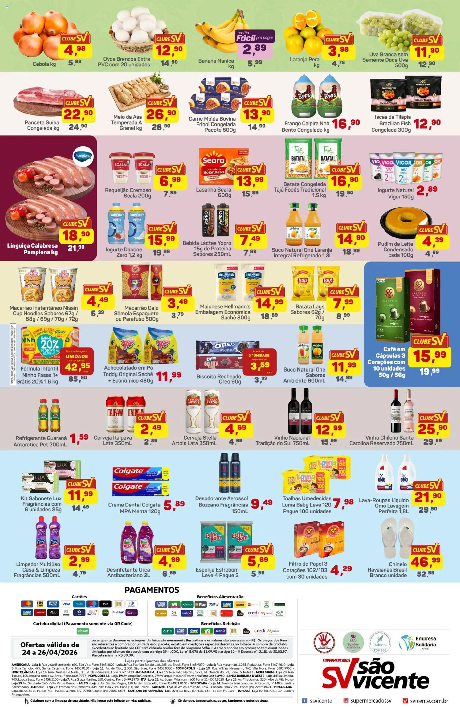 Supermercados São Vicente Folheto - válido de 24.04.2026 | Página: 2 | Produtos: Bebida, Sal, Maionese, Requeijão