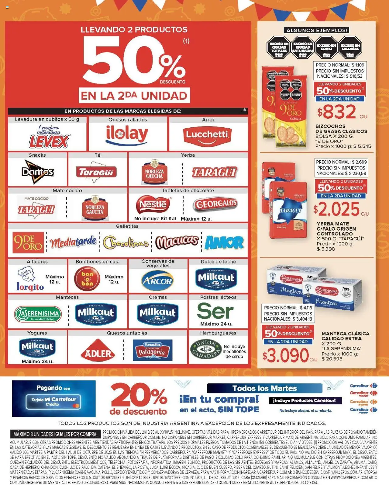 Carrefour ofertas - Salta │ válido desde el 21.10.2025 | Página: 8 | Productos: Teléfono, Yerba, Leche, Chocolate