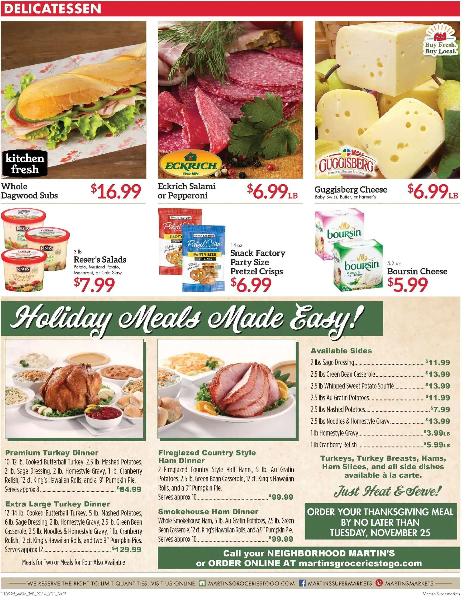 Martin’s Weekly Ad - valid from 09.11.2025 | Page: 14 | Products: Ham, Potatoes, Pumpkin Pie, Pumpkin