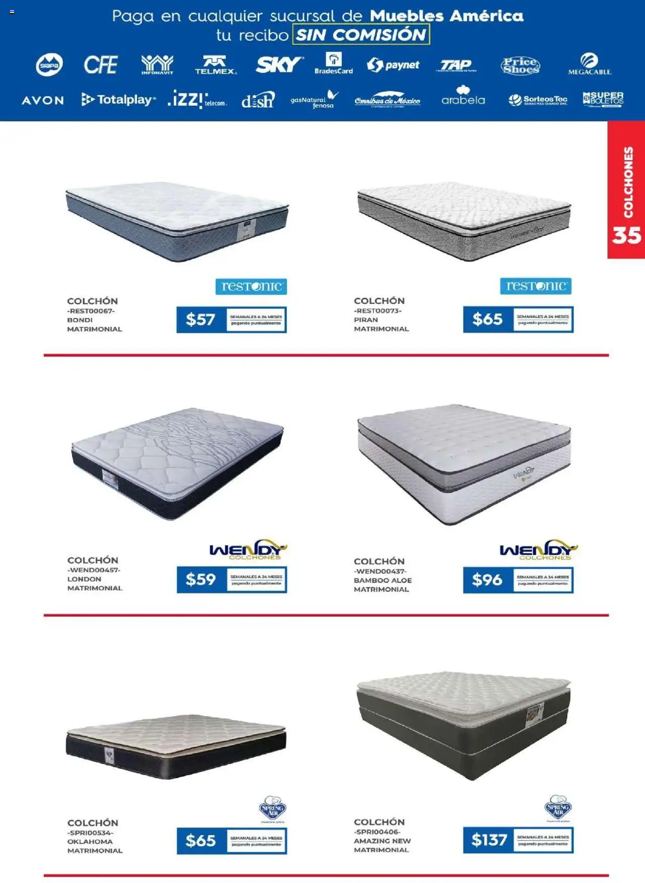 Nuevas ofertas de Muebles America válidas en toda la República Mexicana desde el 01.09.2025. ¡Encuentra las mejores ofertas en Muebles America - Catálogo! | Página: 35 | Productos: Colchón