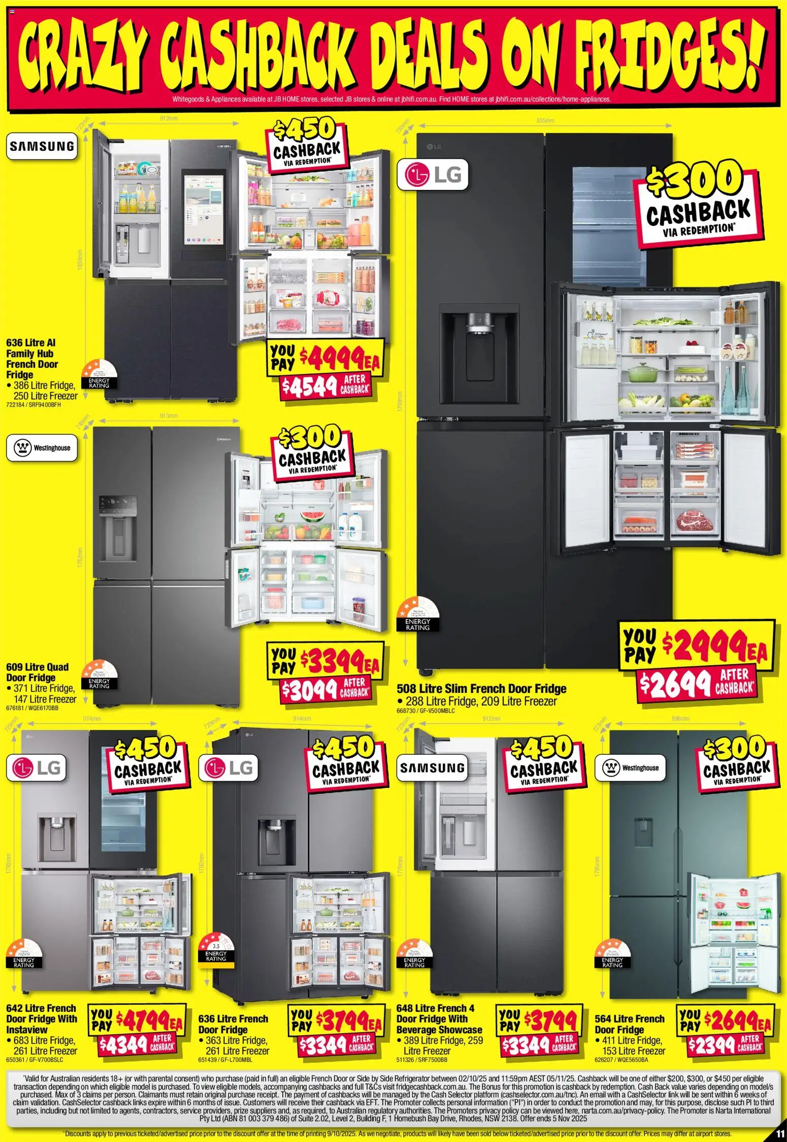 JB Hi-Fi catalogue - valid from 23.10.2025 | Page: 11 | Products: Door, Suite, Fridge, Refrigerator