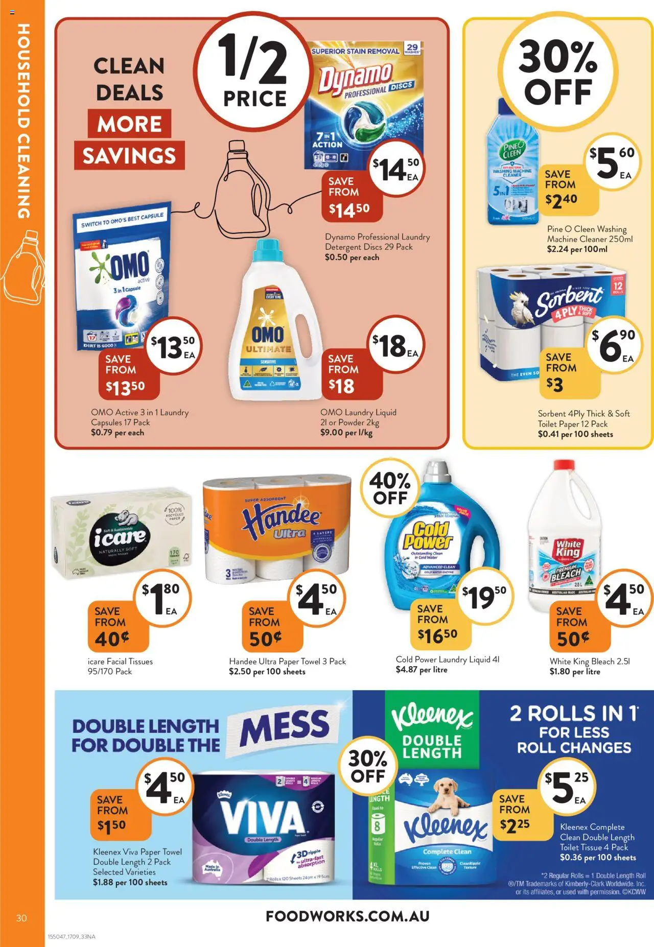 Foodworks catalogue - valid from 17.09.2025 | Page: 30 | Products: Toilet, Cleaner, Toilet paper, Water