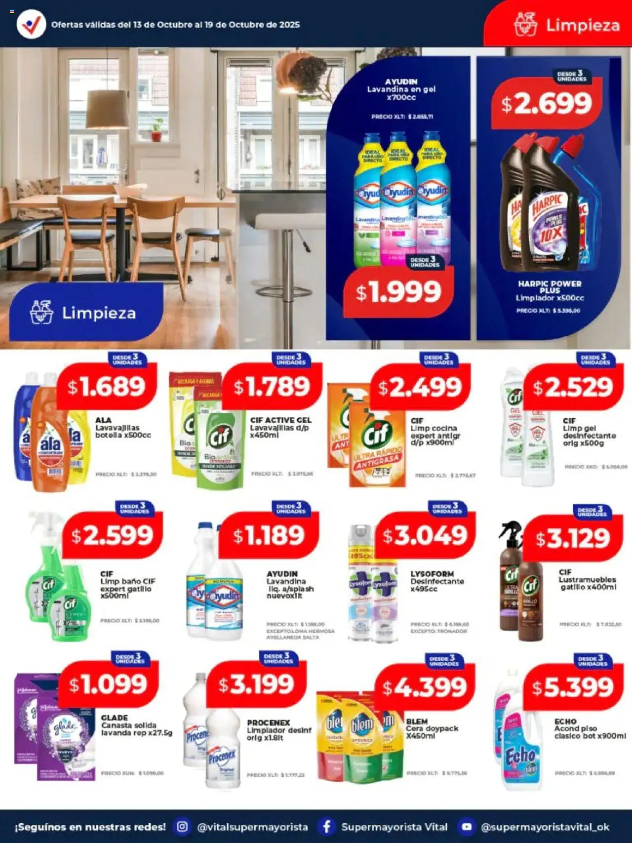 Vital - Ofertas - Abasto │ válido desde el 13.10.2025 | Página: 9 | Productos: Lavandina, Botella, Baño, Canasta