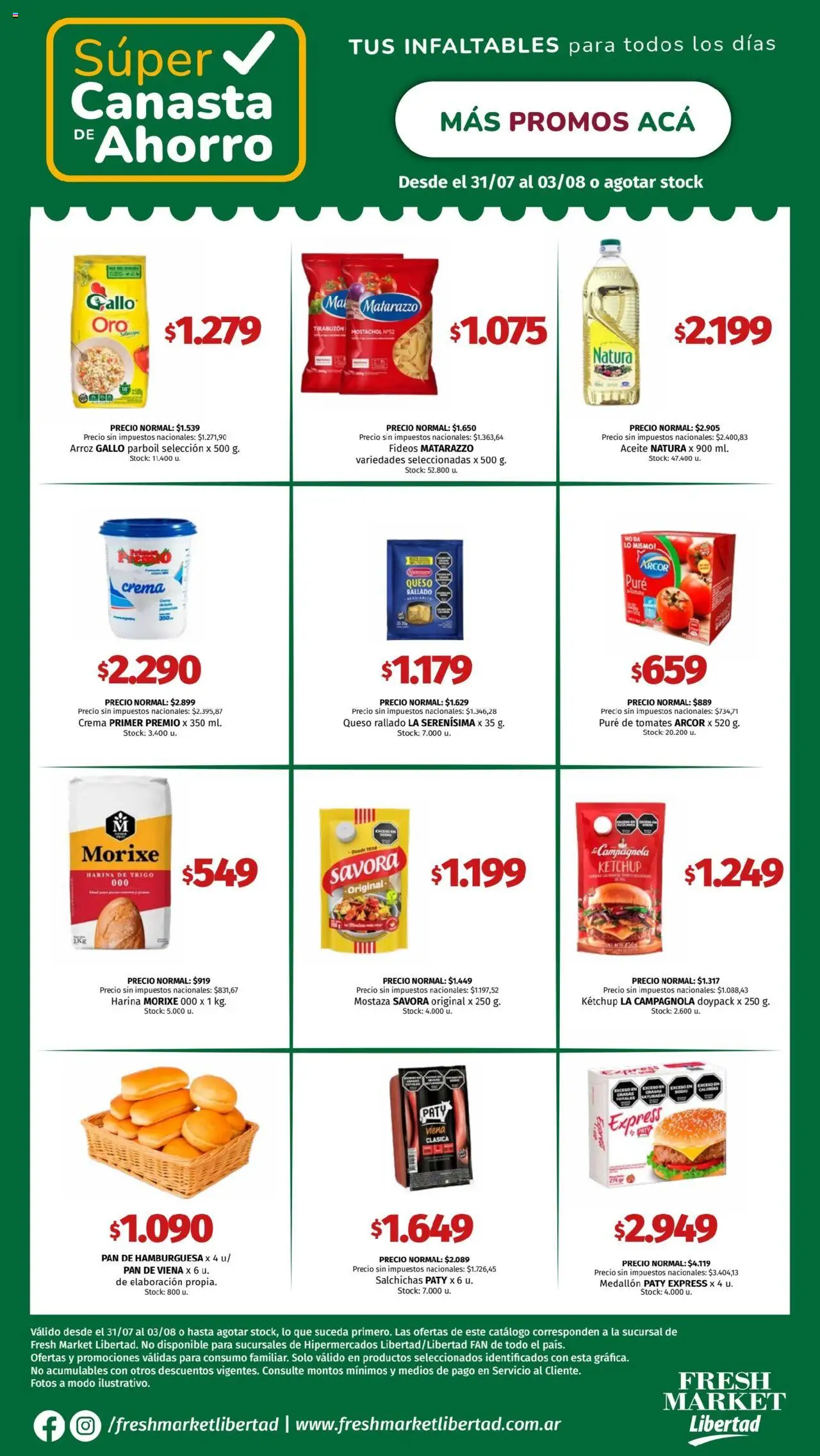 Hipermercado Libertad - Canasta - DOT │ válido desde el 31.07.2025 | Página: 1 | Productos: Harina, Tomates, Arroz, Canasta