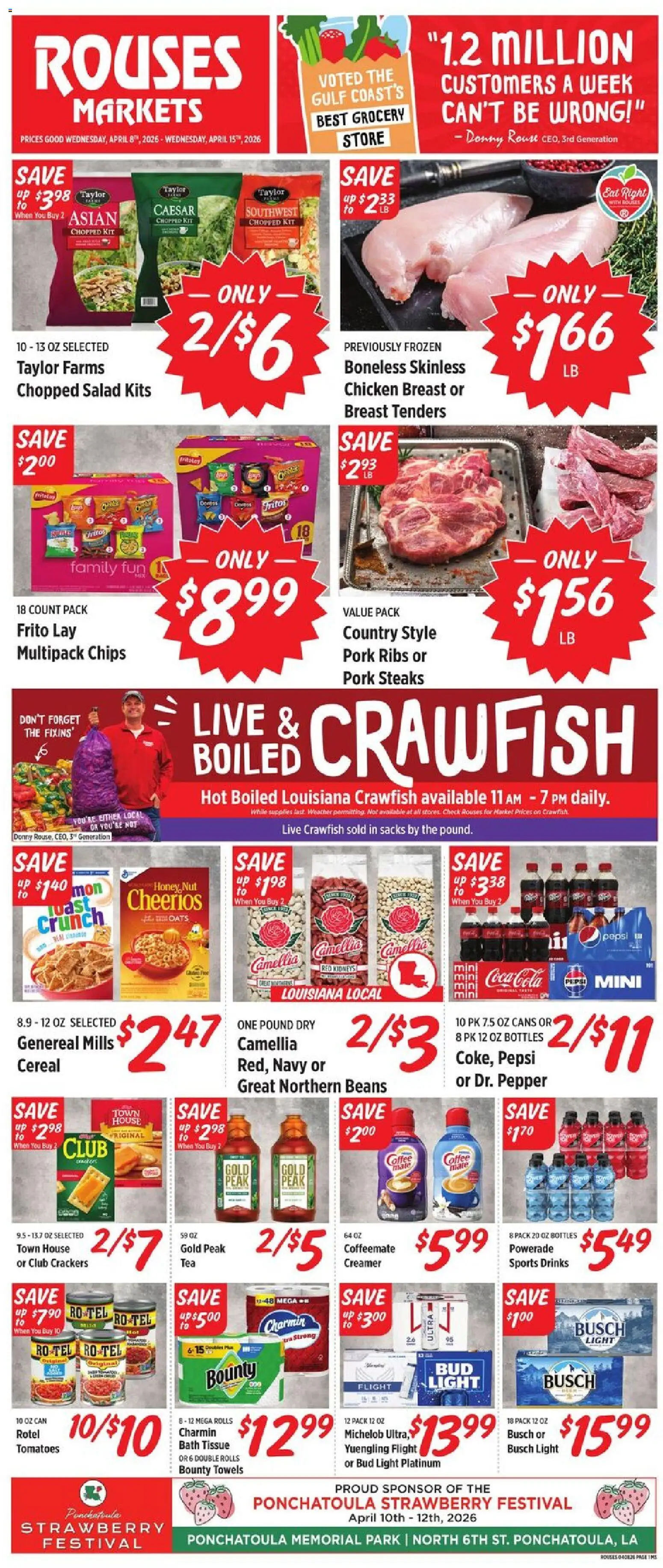 Rouses Weekly Ad - MS - valid from 08.04.2026 | Page: 1 | Products: Bath, Chips, Salad, Pepper