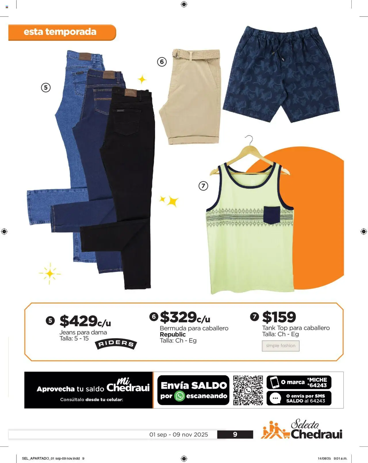 Nuevas ofertas de Chedraui válidas en toda la República Mexicana desde el 01.09.2025. ¡Encuentra las mejores ofertas en Chedraui - Promociones Selecto Chedraui! | Página: 9 | Productos: Top, Bermuda