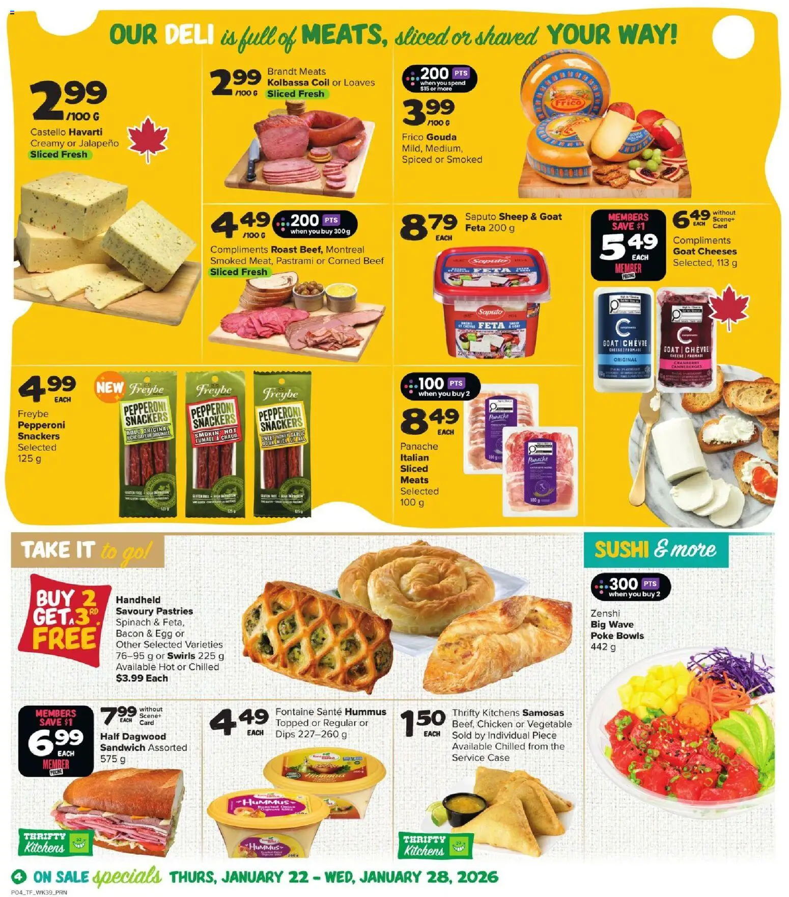 Thrifty Foods flyer valid from 22.01.2026 | Page: 5 | Products: Beef, Case, Cheese, Chicken