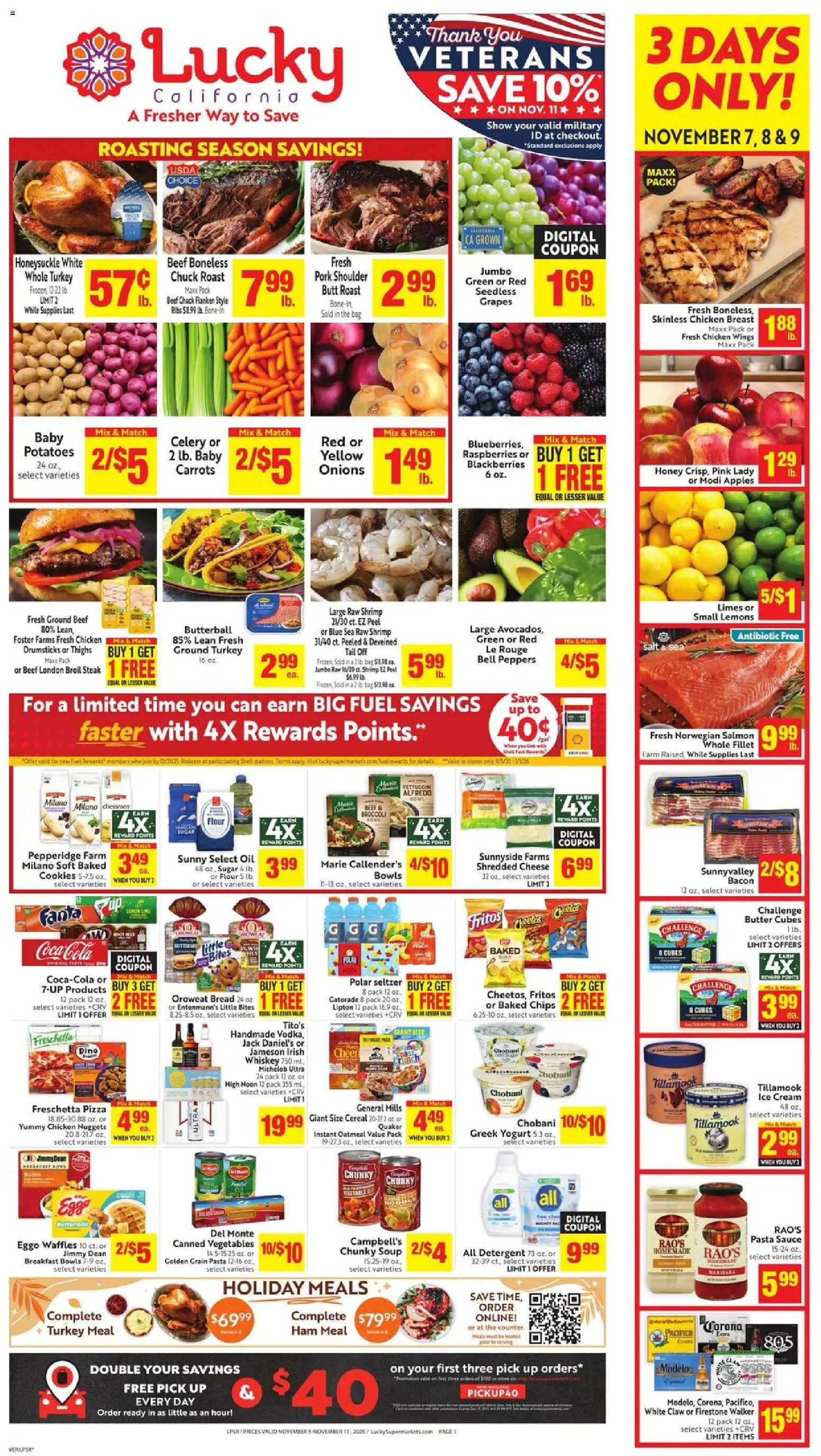 Lucky Supermarkets Weekly - AK - valid from 05.11.2025 | Page: 1 | Products: Pizza, Pork, Cookies, Sauce