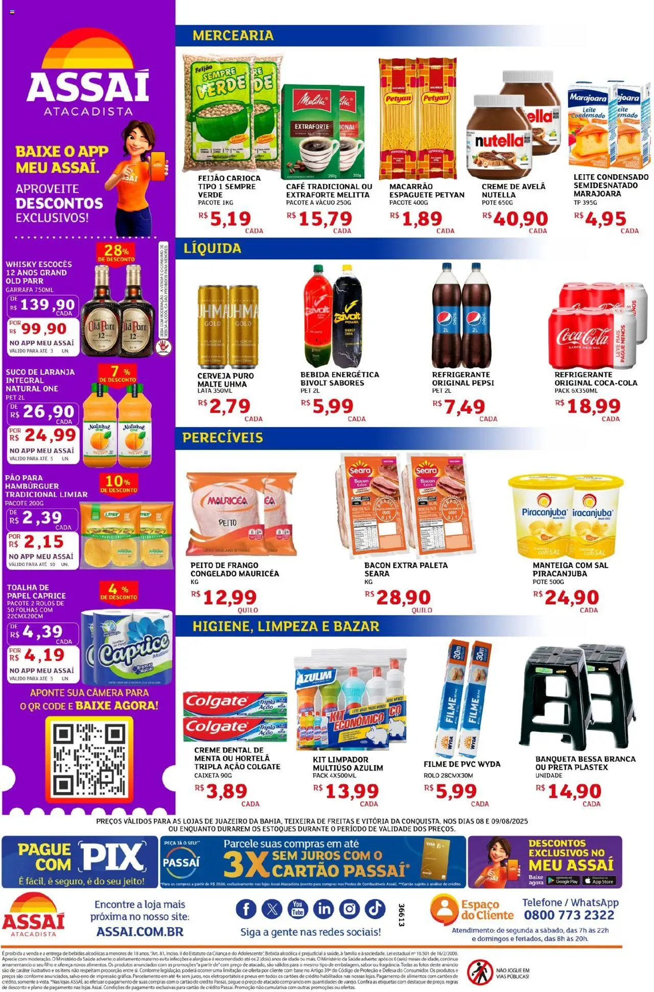 Assaí Atacadista Folheto - válido de 08.08.2025 | Página: 2 | Produtos: Hortelã, Leite, Refrigerante, Sal
