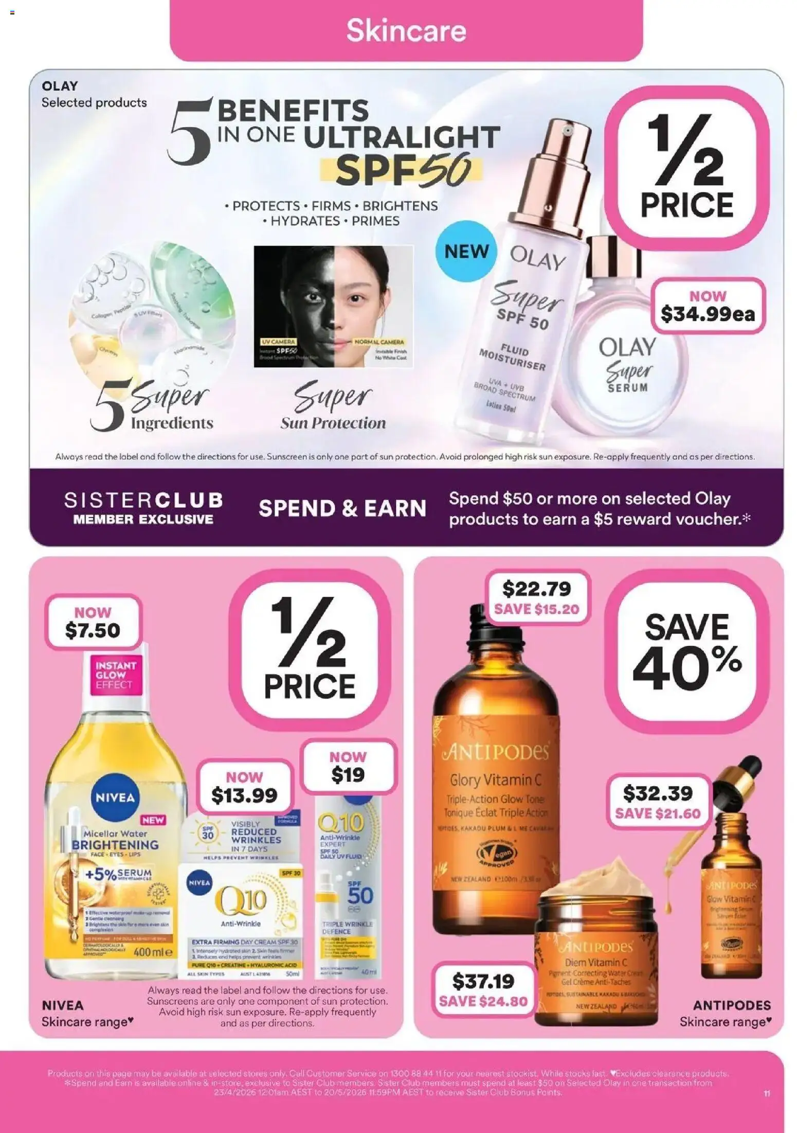 Priceline Pharmacy catalogue - valid from 23.04.2026 | Page: 11 | Products: Moisturiser, Water, Sustainable, Camera
