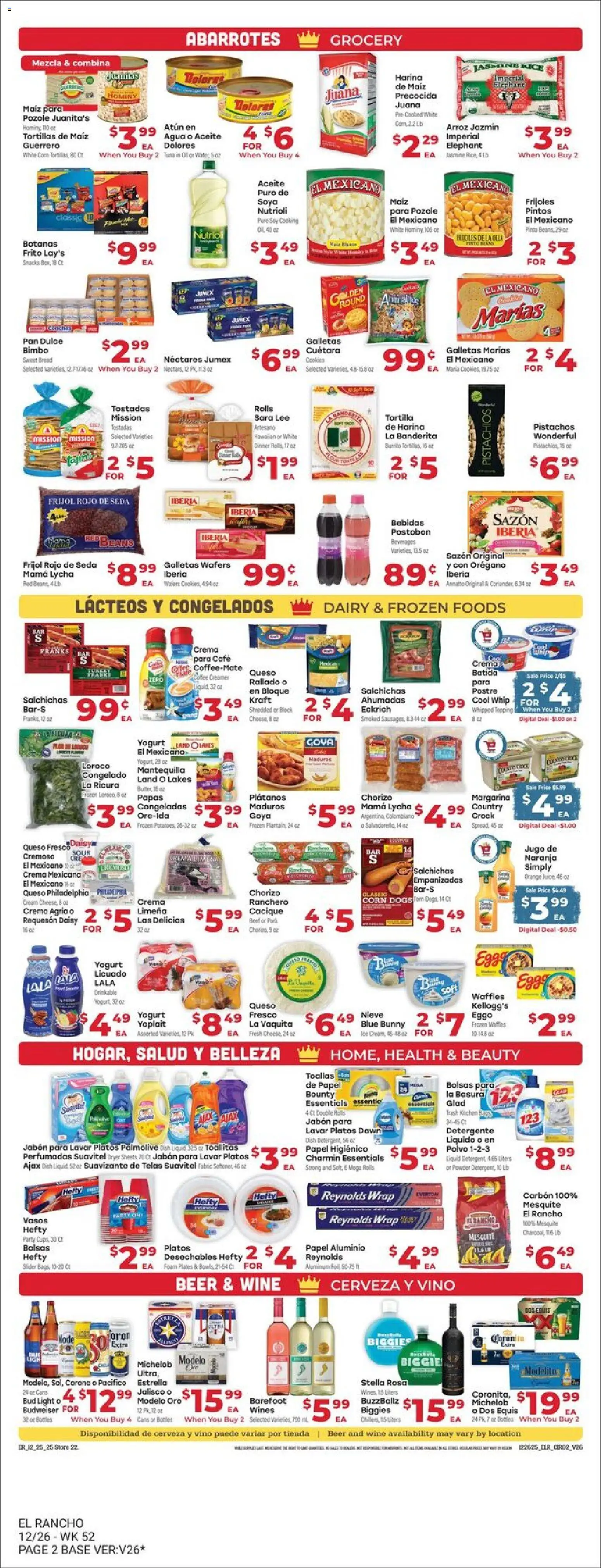 El Rancho Weekly Ad - valid from 26.12.2025 | Page: 2 | Products: Pork, Cookies, Water, Dryer