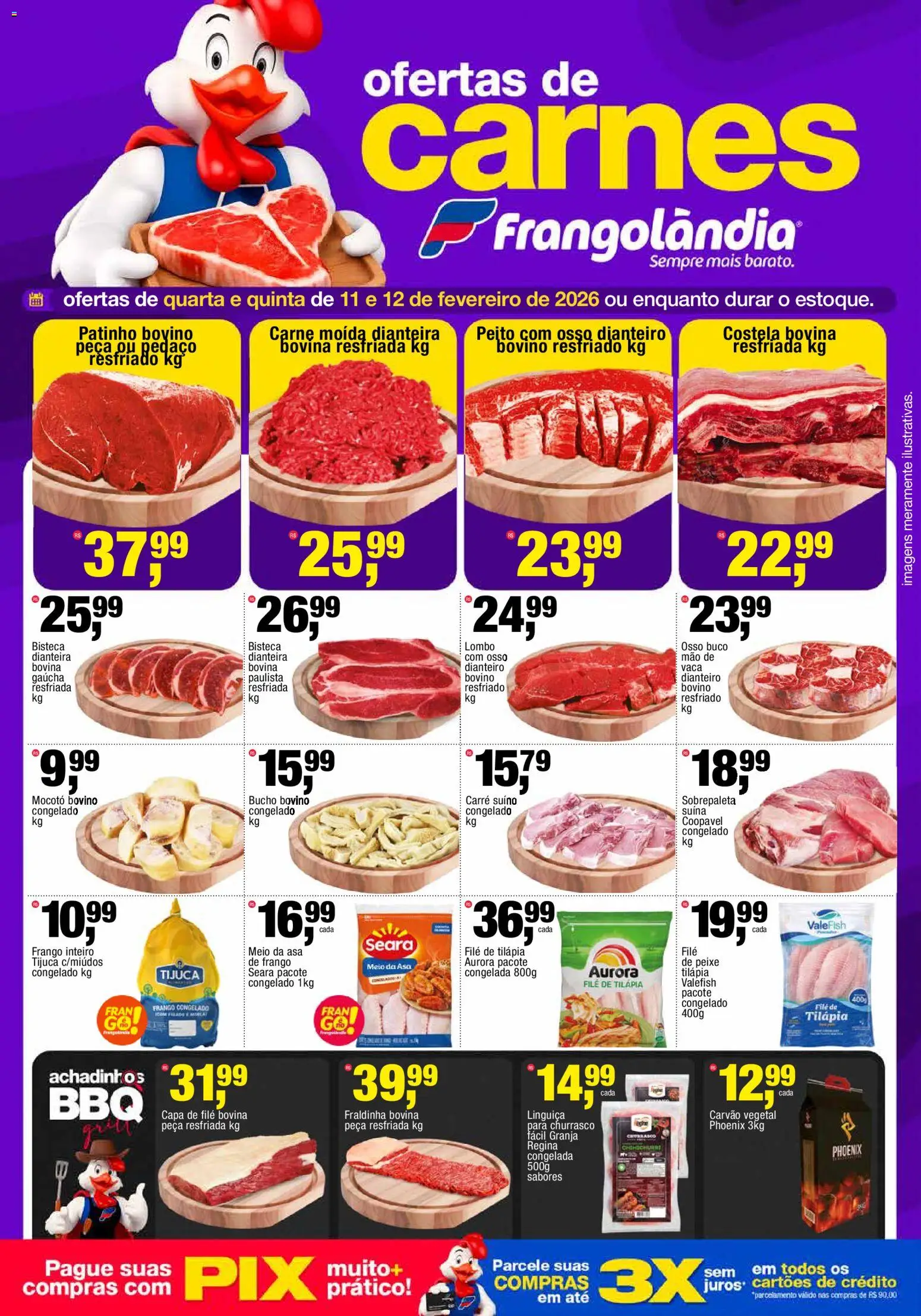 Frangolândia Folheto - válido de 11.02.2026 | Página: 1 | Produtos: Linguiça, Fraldinha, Peixe, Carne