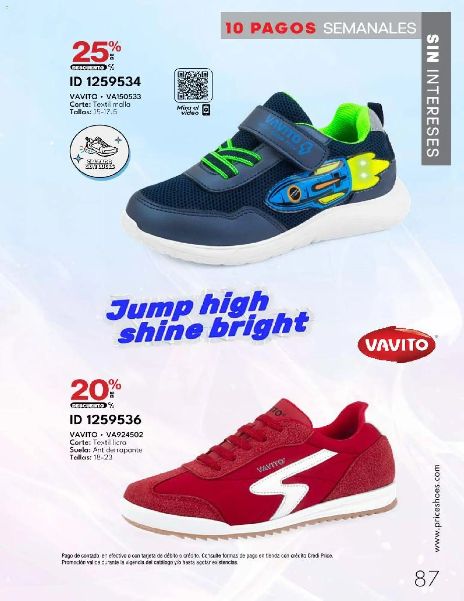 Nuevas ofertas de Price Shoes válidas en toda la República Mexicana desde el 20.03.2026. ¡Encuentra las mejores ofertas en Price Shoes catálogo 10 Pagos Sin Intereses! | Página: 87 | Productos: Malla, Video