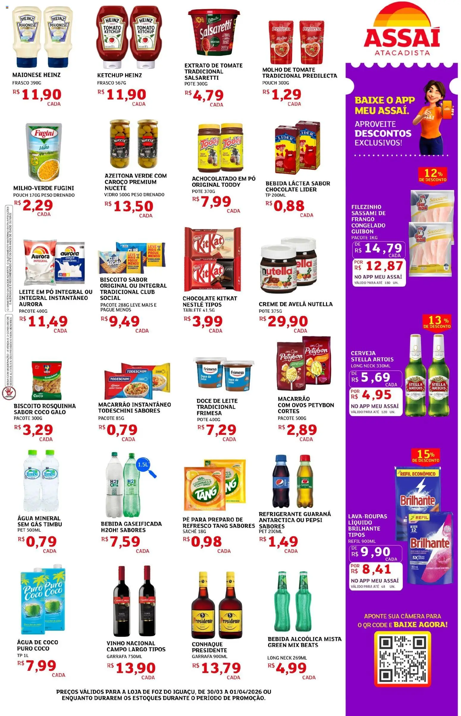 Assaí Atacadista Folheto - válido de 30.03.2026 | Página: 3 | Produtos: Molho de tomate, Leite, Creme, Doce de leite