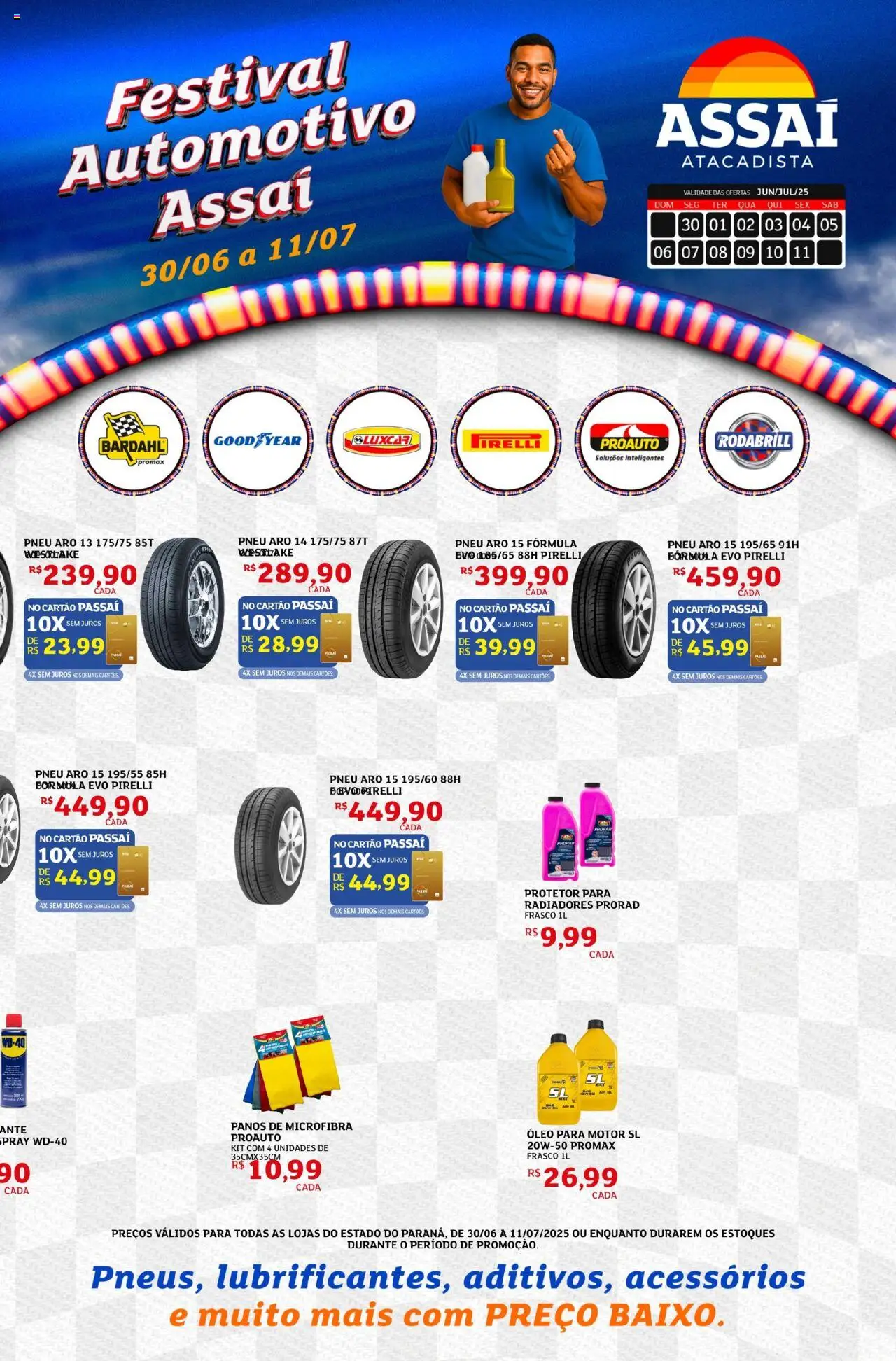 Assaí Atacadista Folheto - válido de 18.07.2025 | Página: 1 | Produtos: Pneu, Óleo, Pirelli