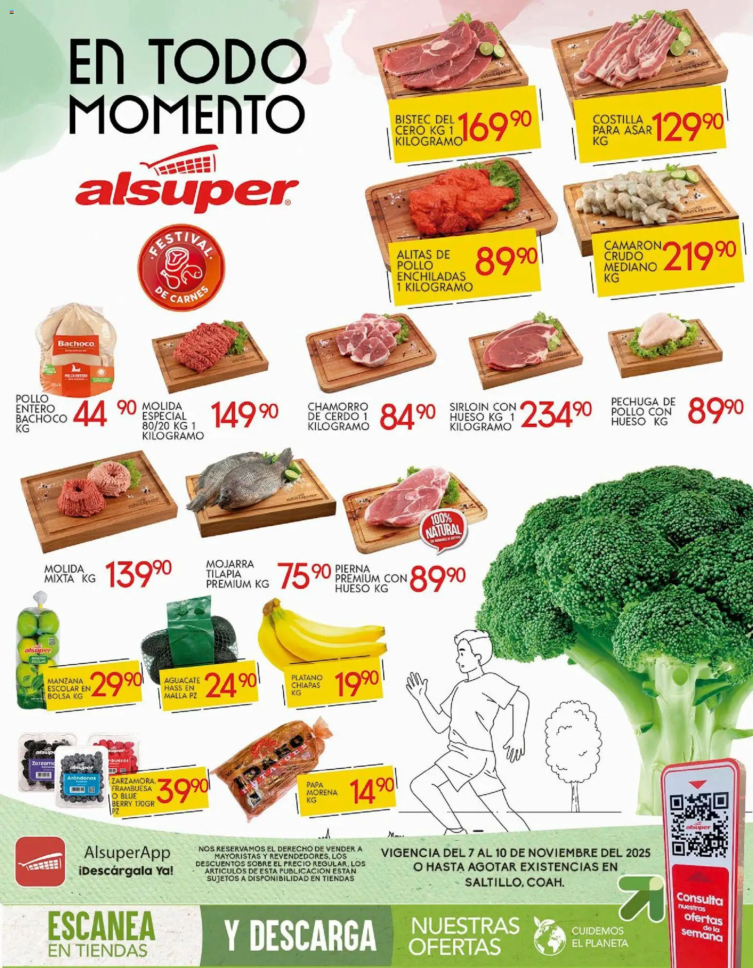 Nuevas ofertas de Alsuper válidas en toda la República Mexicana desde el 07.11.2025. ¡Encuentra las mejores ofertas en Alsuper folleto Saltillo! | Página: 1 | Productos: Pollo, Plátano, Papa, Sobre
