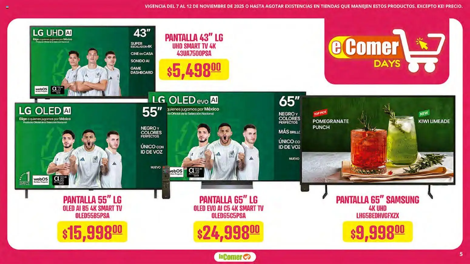 Nuevas ofertas de La Comer válidas en toda la República Mexicana desde el 07.11.2025. ¡Encuentra las mejores ofertas en La Comer folleto! | Página: 5 | Productos: Brillo, Kiwi, Top