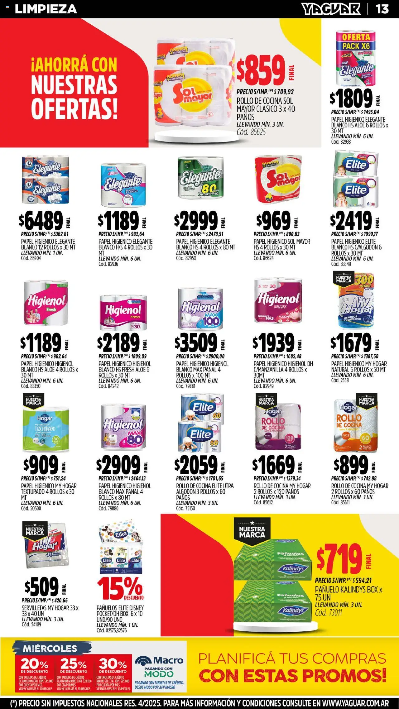 Yaguar - Jujuy │ válido desde el 15.09.2025 | Página: 14 | Productos: Algodón, Pañuelo, Cocina, Servilletas