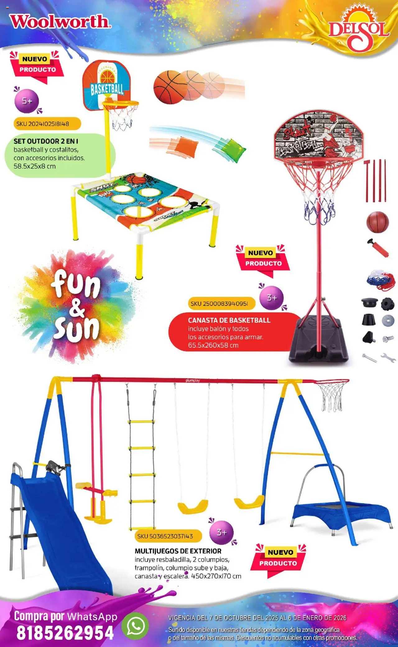 Nuevas ofertas de Del Sol y Woolworth válidas en toda la República Mexicana desde el 07.10.2025. ¡Encuentra las mejores ofertas en Del Sol y Woolworth - Catálogo Castillo Del Juguete! | Página: 199 | Productos: Columpio, Canasta