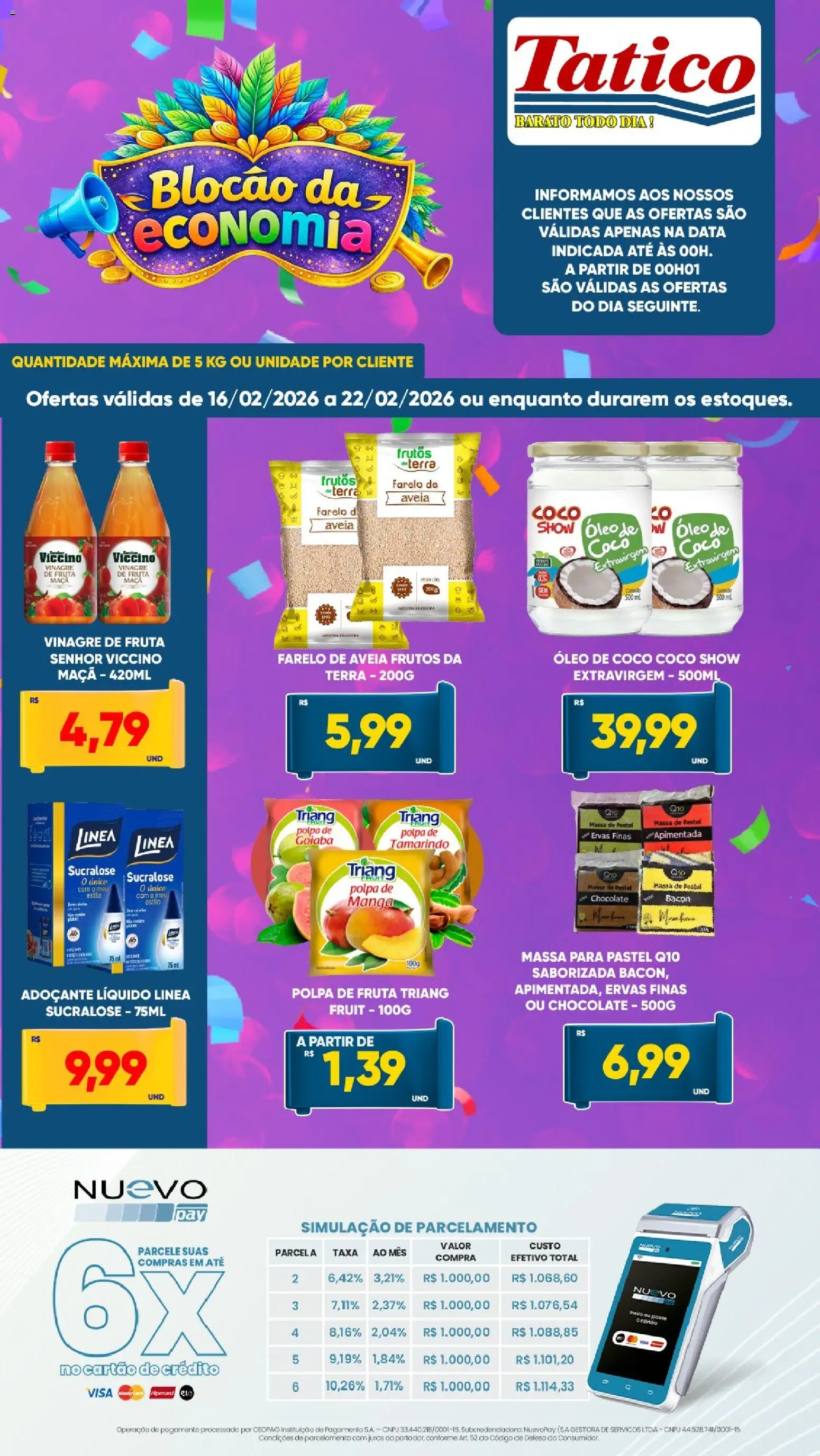 Tatico Folheto - válido de 16.02.2026 | Página: 5 | Produtos: Coco, Goiaba, Chocolate, Aveia