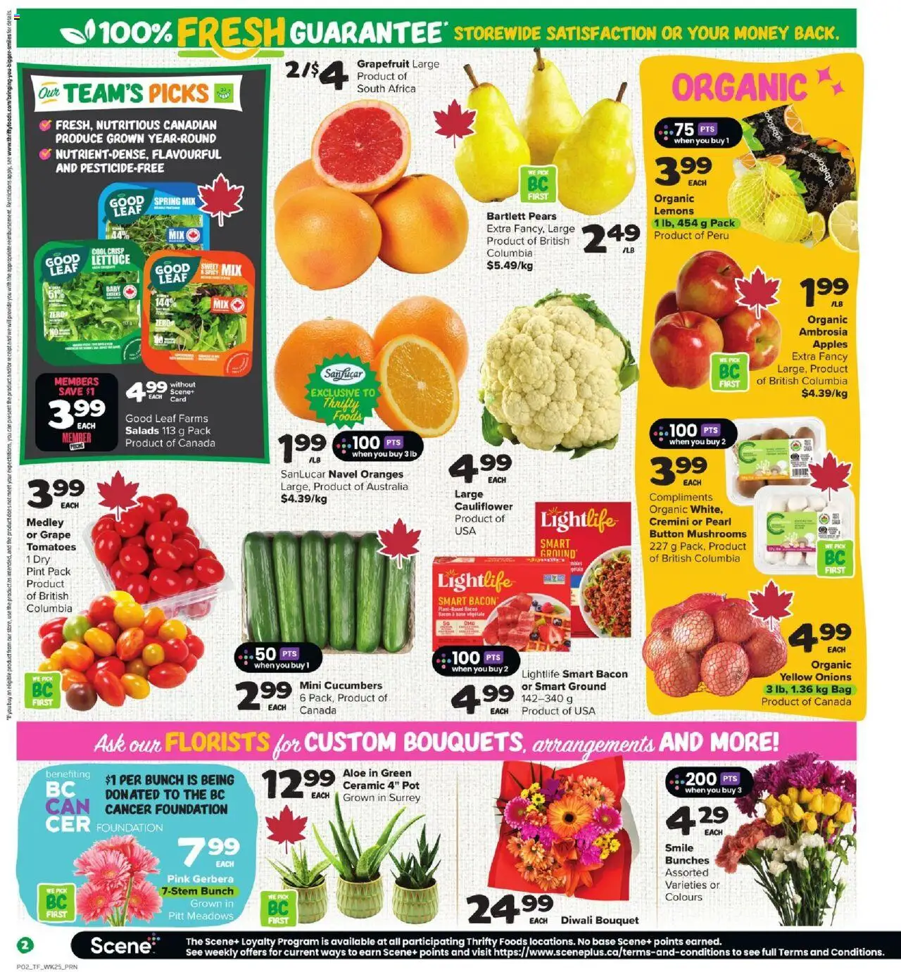 Thrifty Foods flyer valid from 16.10.2025 | Page: 3 | Products: Cucumbers, Bag, Apples, Oranges