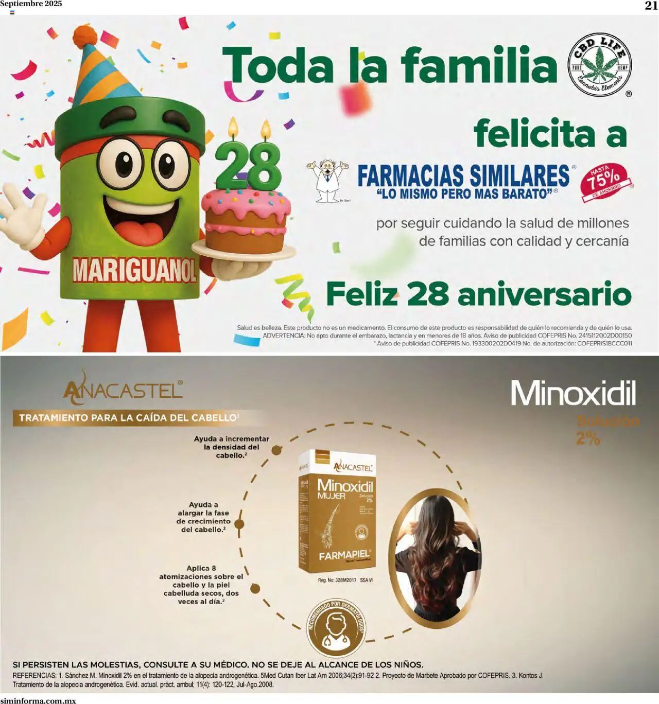 Nuevas ofertas de Farmacias Similares válidas en toda la República Mexicana desde el 22.09.2025. ¡Encuentra las mejores ofertas en Farmacias Similares - Catálogo Siminforma! | Página: 21 | Productos: Sobre