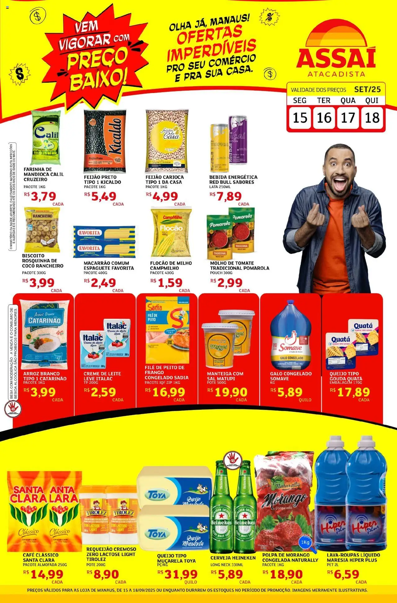 Assaí Atacadista Folheto - válido de 15.09.2025 | Página: 1 | Produtos: Biscoito, Queijo, Heineken, Rosquinha