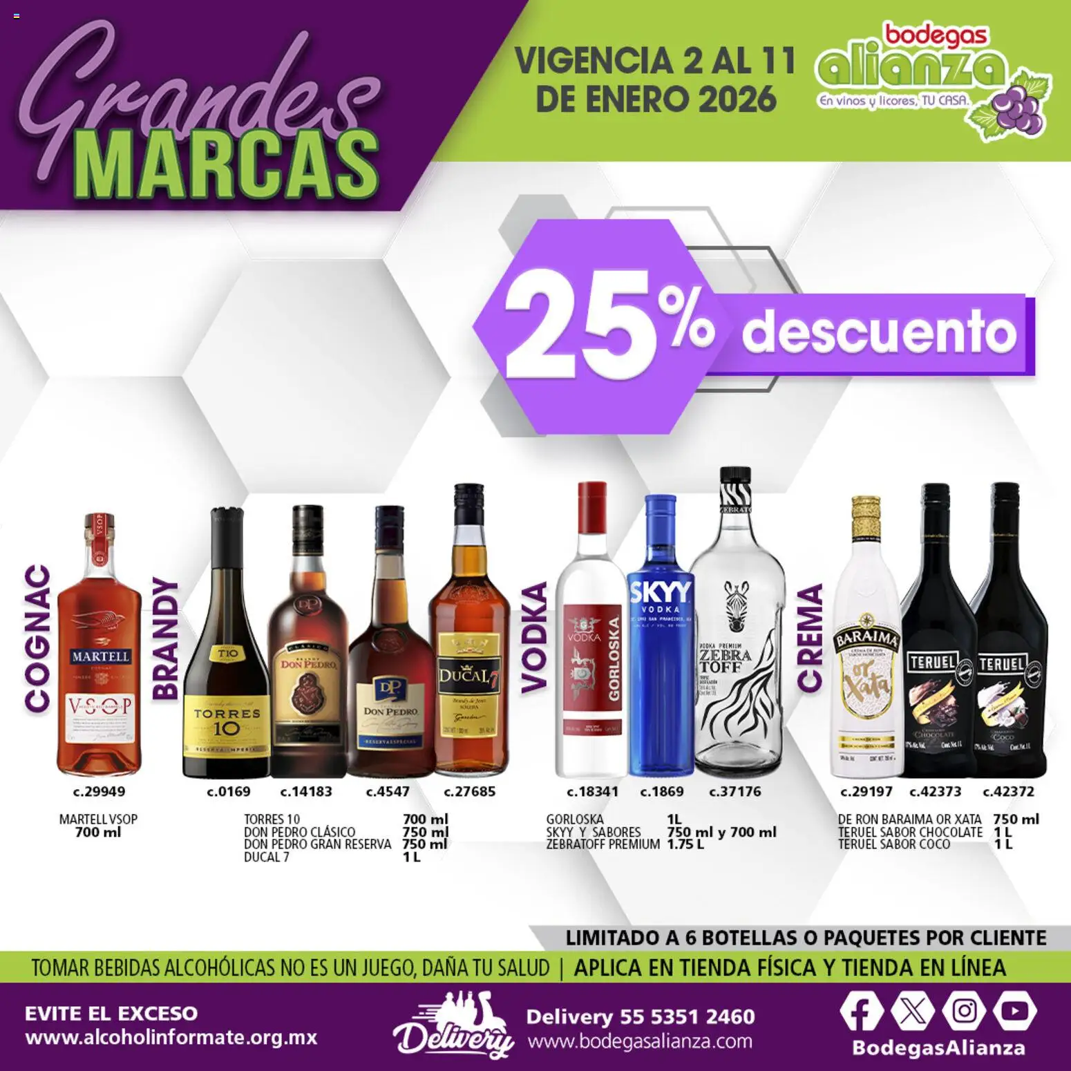 Nuevas ofertas de Bodegas Alianza válidas en toda la República Mexicana desde el 02.01.2026. ¡Encuentra las mejores ofertas en Bodegas Alianza catálogo Grandes Marcas! | Página: 6 | Productos: Crema, Chocolate, Vodka