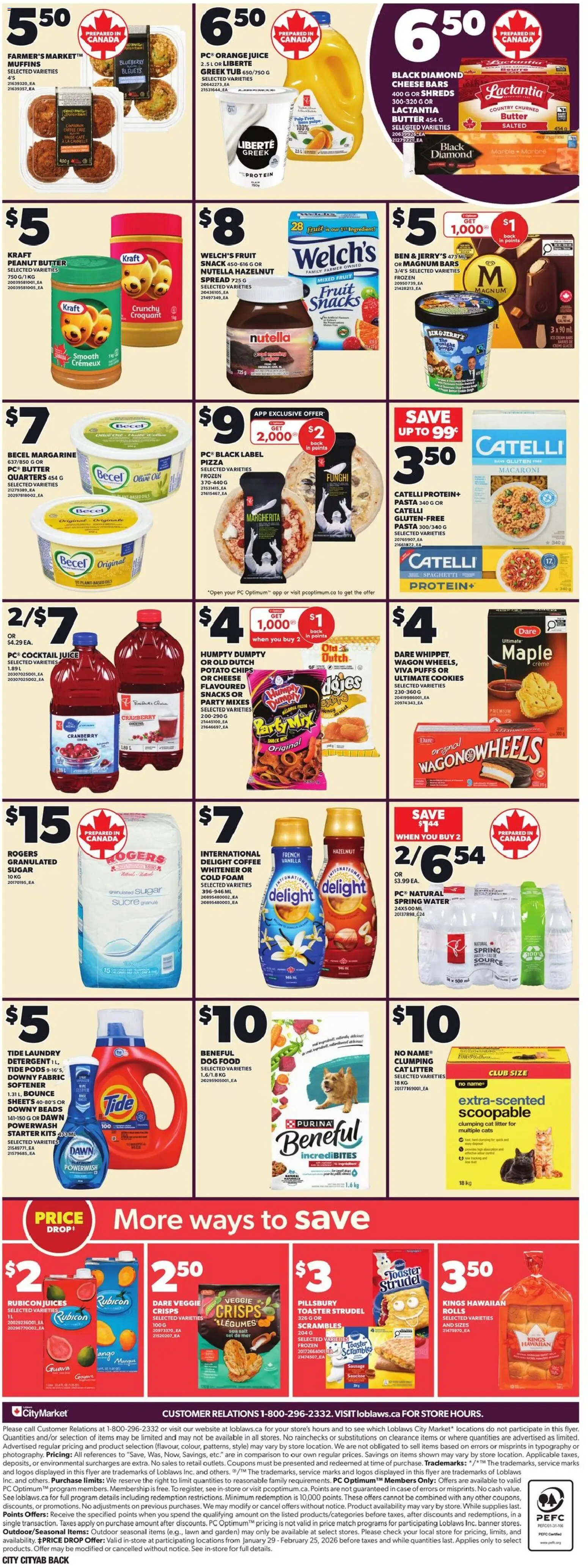 Loblaws flyer valid from 12.02.2026 | Page: 4 | Products: Pasta, Ice cream, PC, Butter