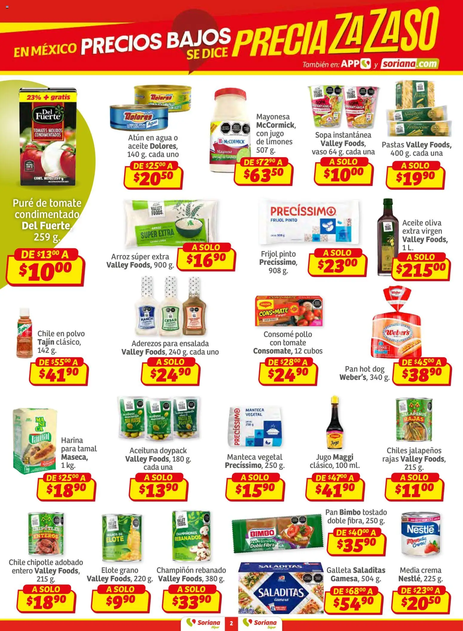Nuevas ofertas de Soriana válidas en toda la República Mexicana desde el 27.02.2026. ¡Encuentra las mejores ofertas en Soriana Preciazazaso Híper: Frontera BCN, Son! | Página: 2 | Productos: Tomate, Aceite, Jugo, Arroz