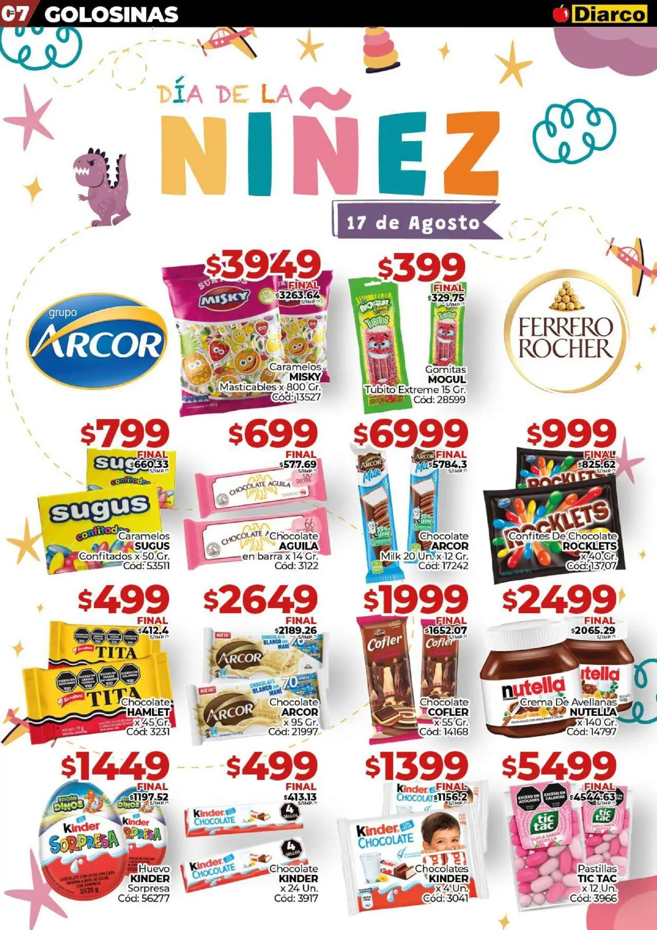 Diarco ofertas │ válido desde el 11.08.2025 | Página: 7 | Productos: Gomitas, Huevo, Chocolate, Crema