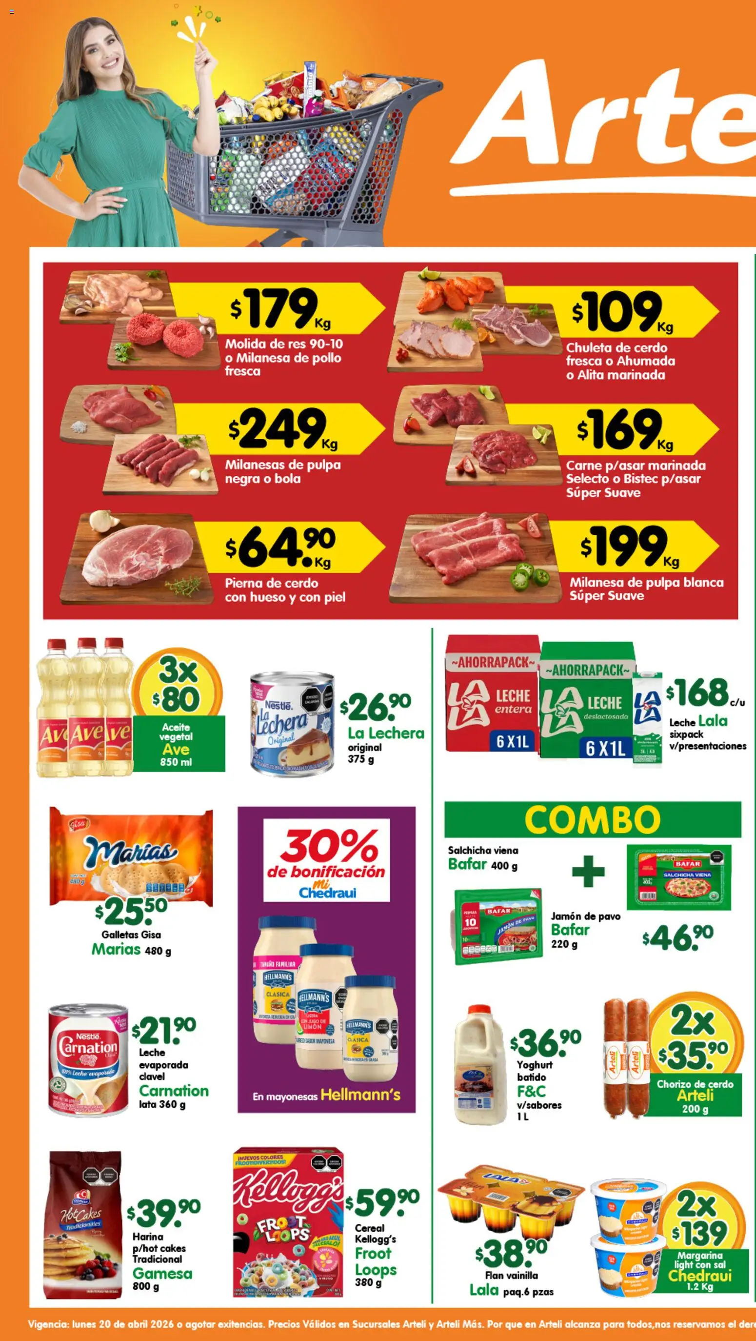 Nuevas ofertas de Arteli válidas en toda la República Mexicana desde el 20.04.2026. ¡Encuentra las mejores ofertas en Arteli folleto Valles! | Página: 1 | Productos: Limón, Jamón, Res, Chorizo