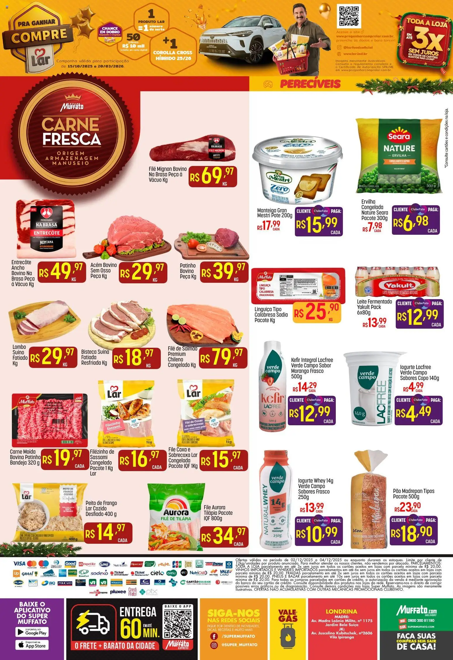Super Muffato Folheto - válido de 02.12.2025 | Página: 2 | Produtos: Linguiça, Lombo, Pneus, Carne moída