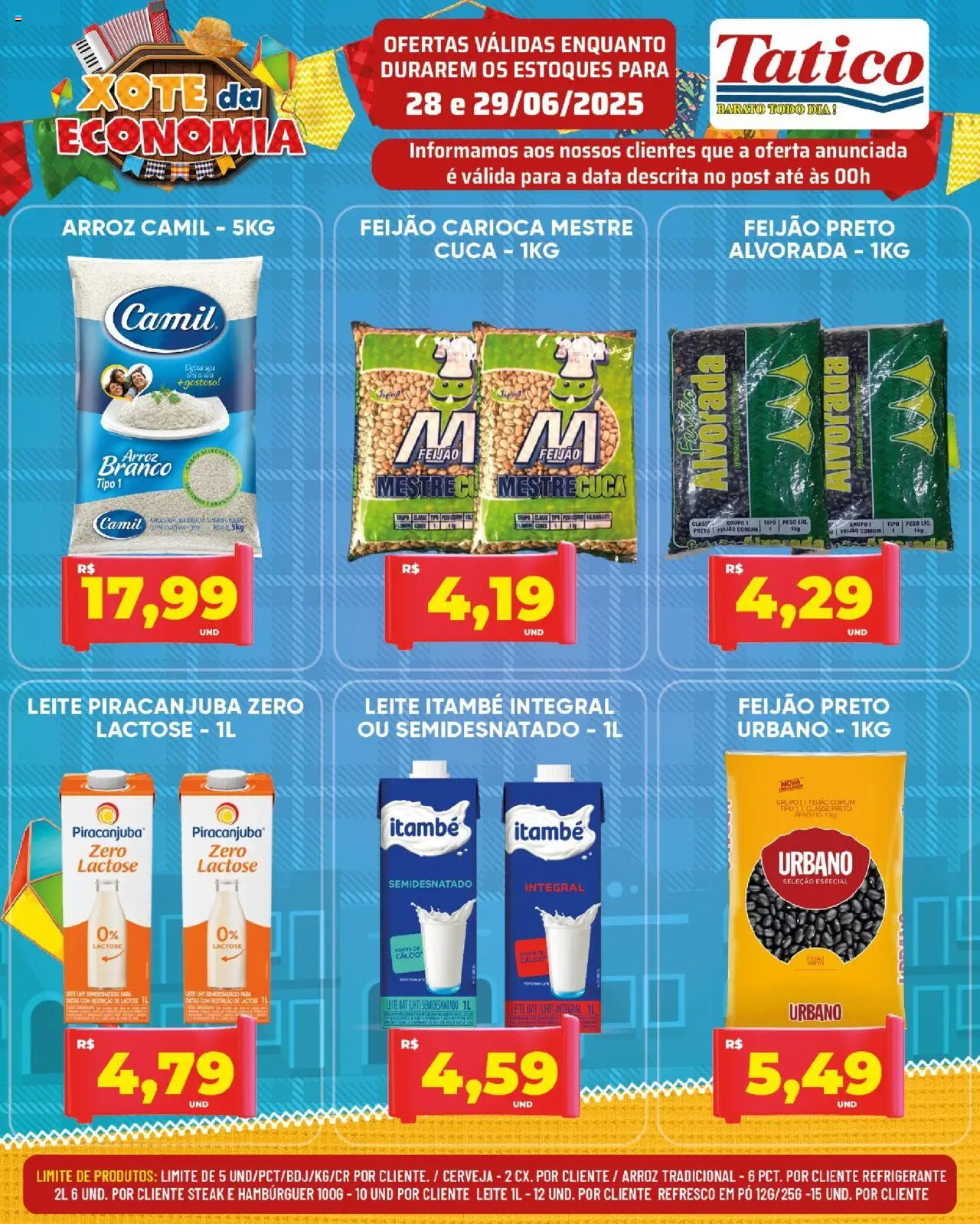 Tatico Folheto - válido de 30.06.2025 | Página: 26 | Produtos: Feijão, Refresco, Arroz, Hambúrguer