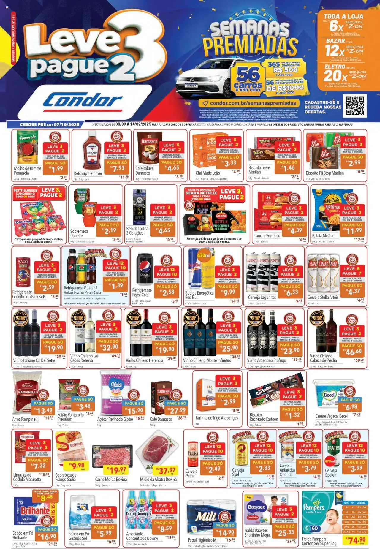 Supermercados Condor Folheto - válido de 08.09.2025 | Página: 1 | Produtos: Chá, Brie, Creme, Amaciante