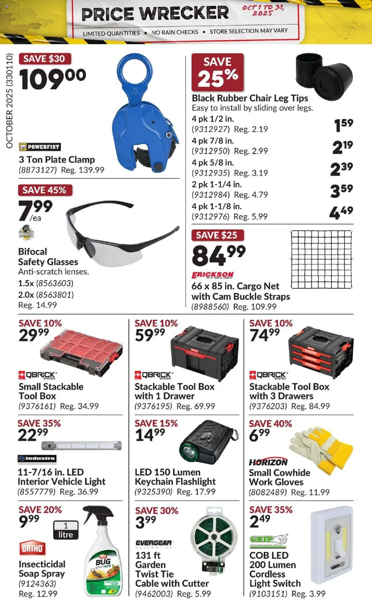 Princess Auto flyer valid from 01.10.2025 | Page: 28 | Products: Gloves, Glasses, Cable, Box