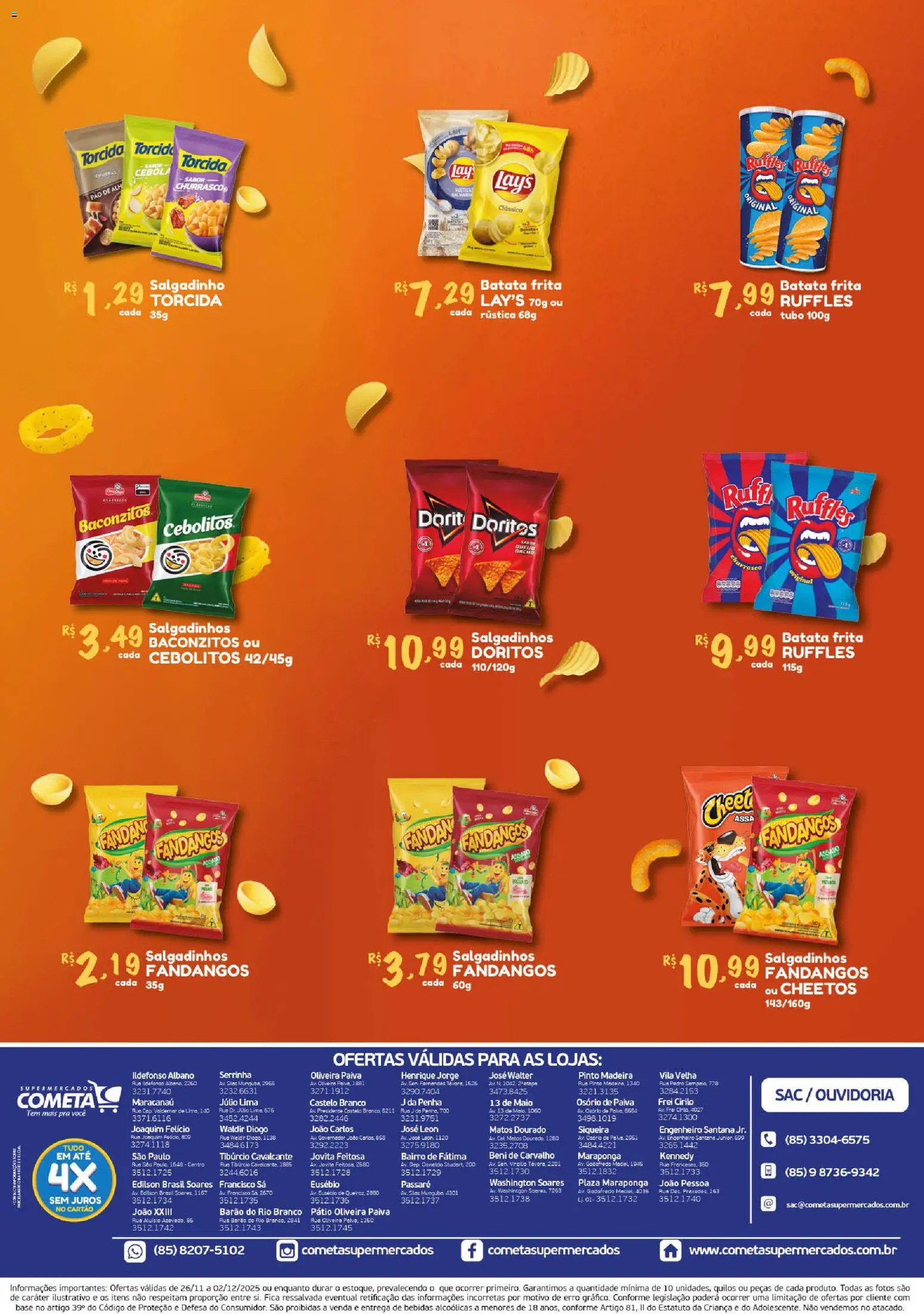 Cometa Supermercados Folheto - válido de 26.11.2025 | Página: 2 | Produtos: Cebola, Pão, Salgadinhos, Cheetos